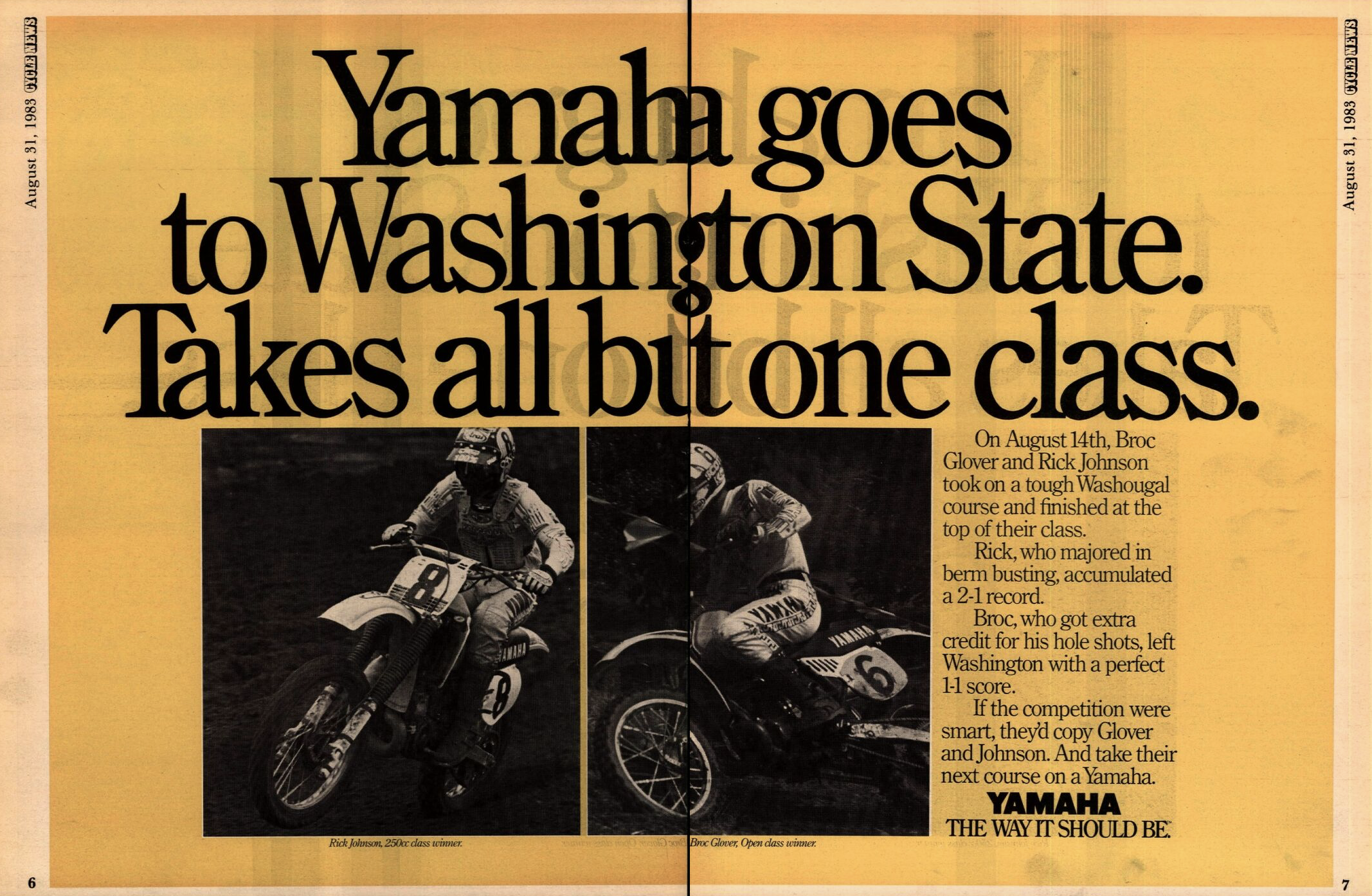 Broc Glover and Rick Johnson in Cycle News.
