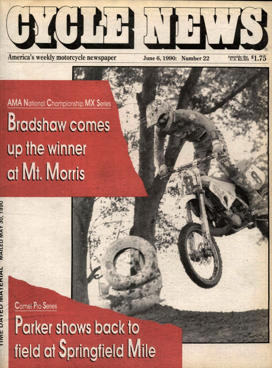 Damon Bradshaw, who was always very good at Mount Morris (High Point), on the cover of Cycle News.