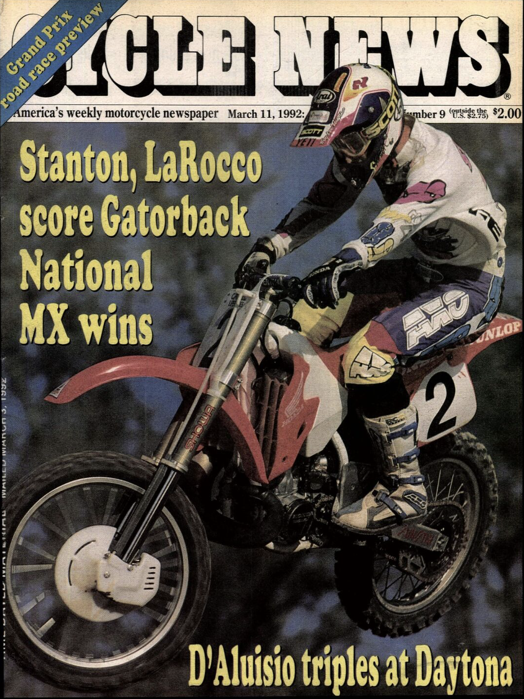 Jeff Stanton on the cover of Cycle News.