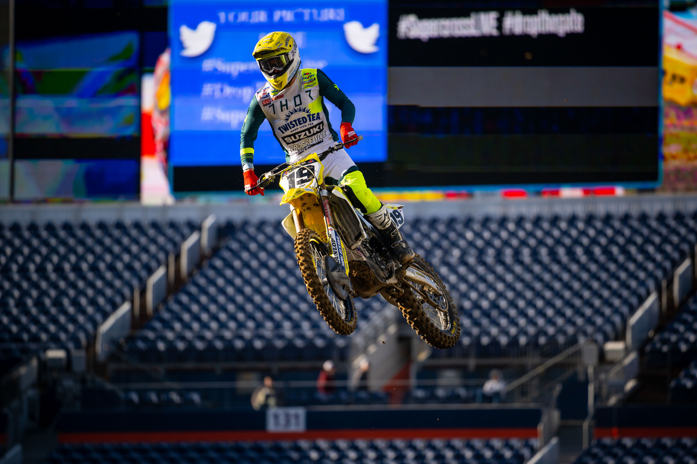 Justin Bogle had a little fun after nearly going down in some Tuff Blocks, and pulled a huge whip right after.