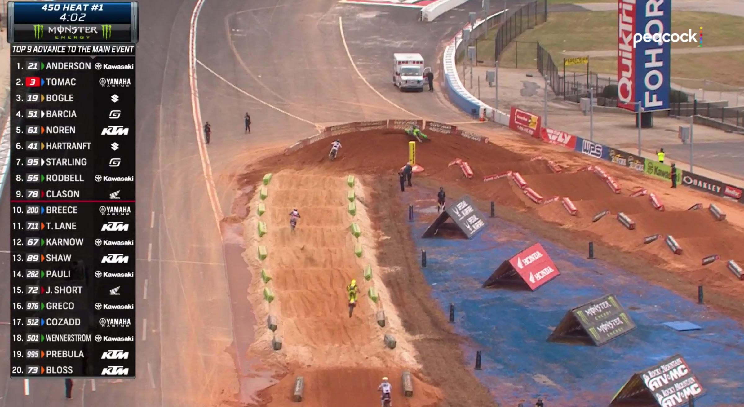 Tomac with some distance to make up on Anderson.