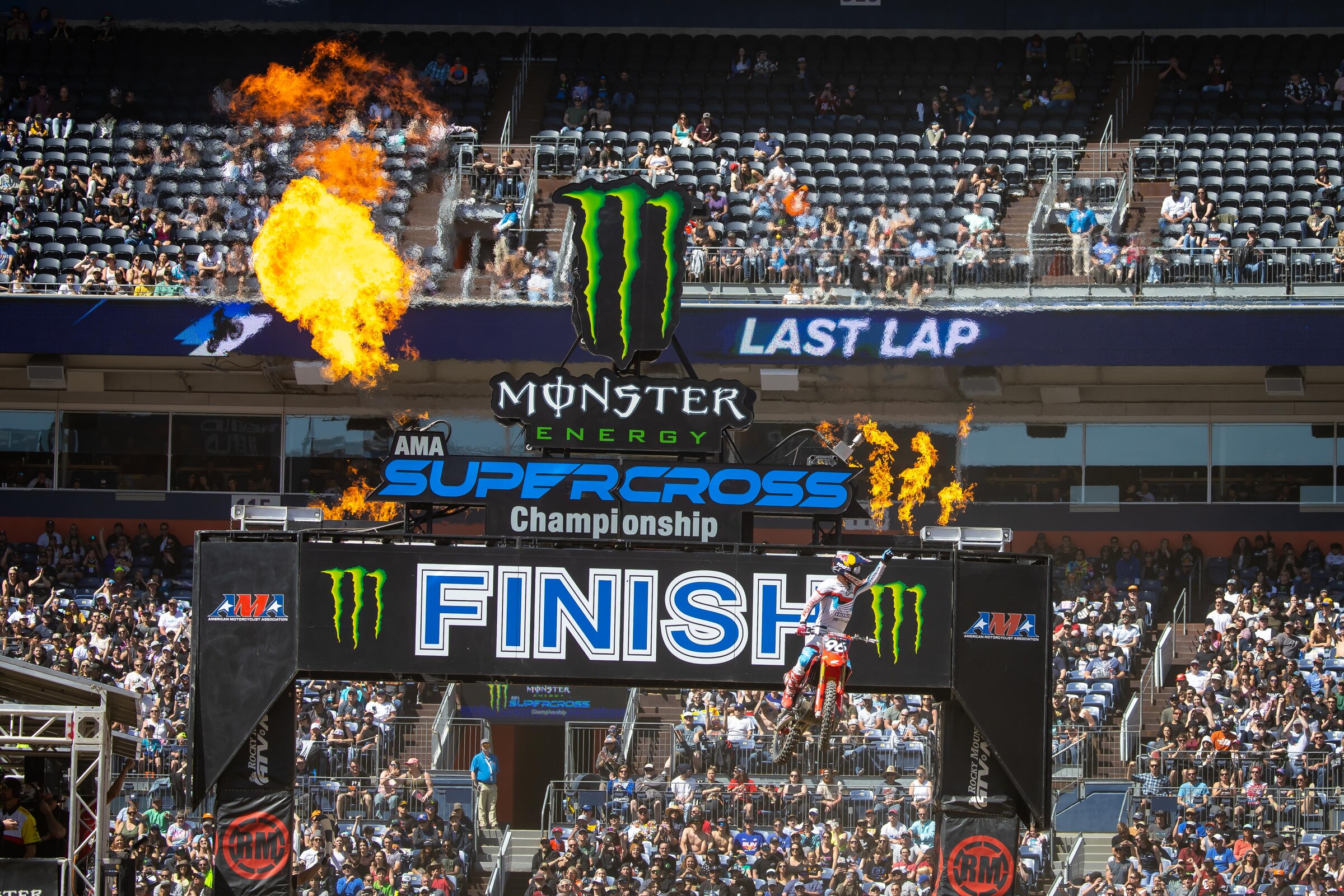Hunter Lawrence taking the Denver Supercross 250SX main event win.