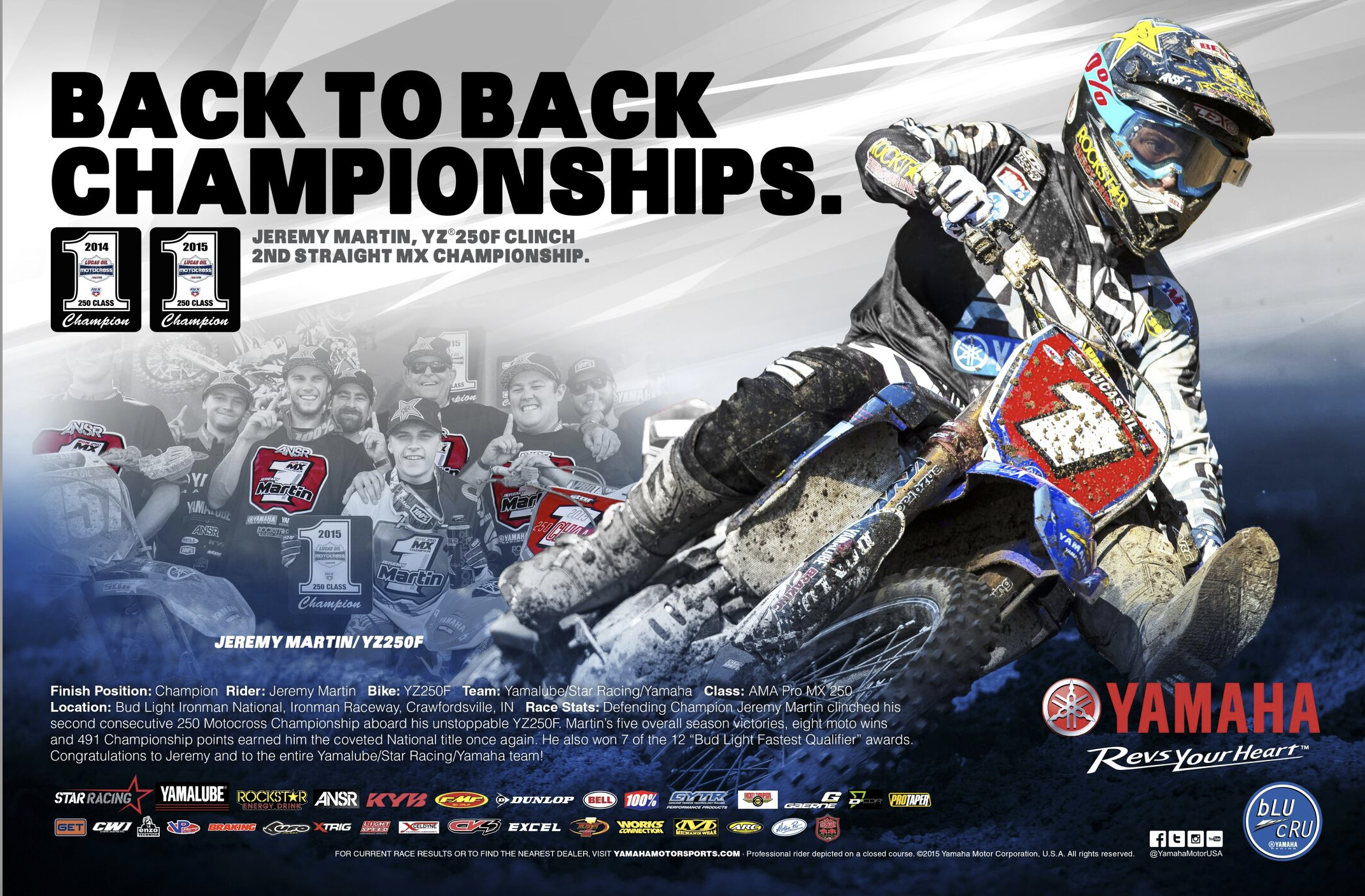 2015 Cycle News Yamaha ad of Jeremy Martin.