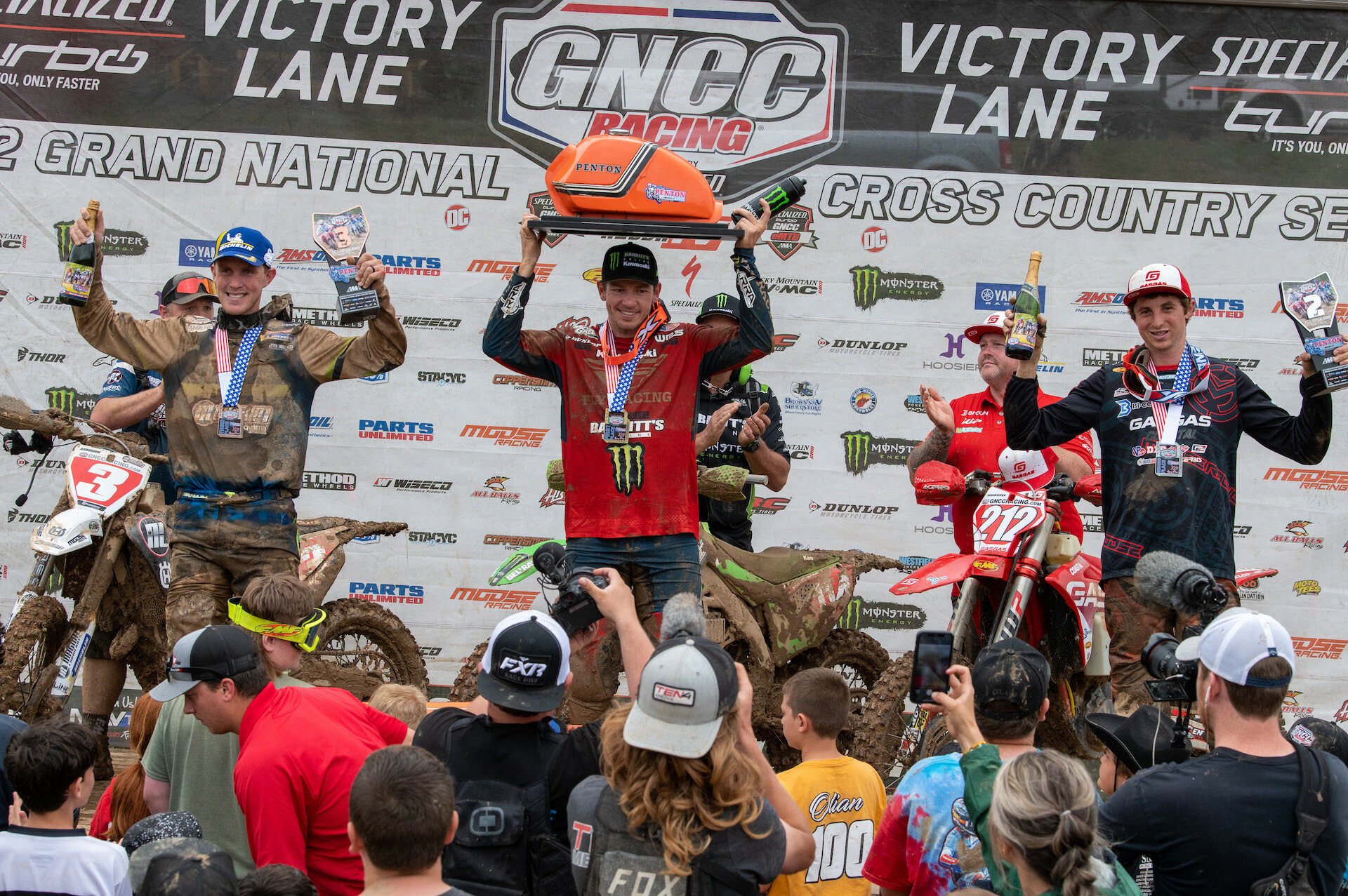 Josh Strang (center), Ricky Russell (right) and Jordan Ashburn (left) rounded out The John Penton top three overall.