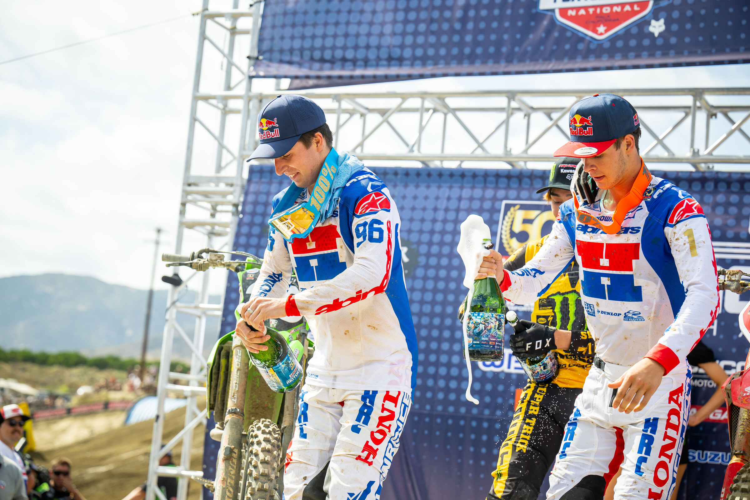 Hunter and Jett on the podium with Jo Shimoda.