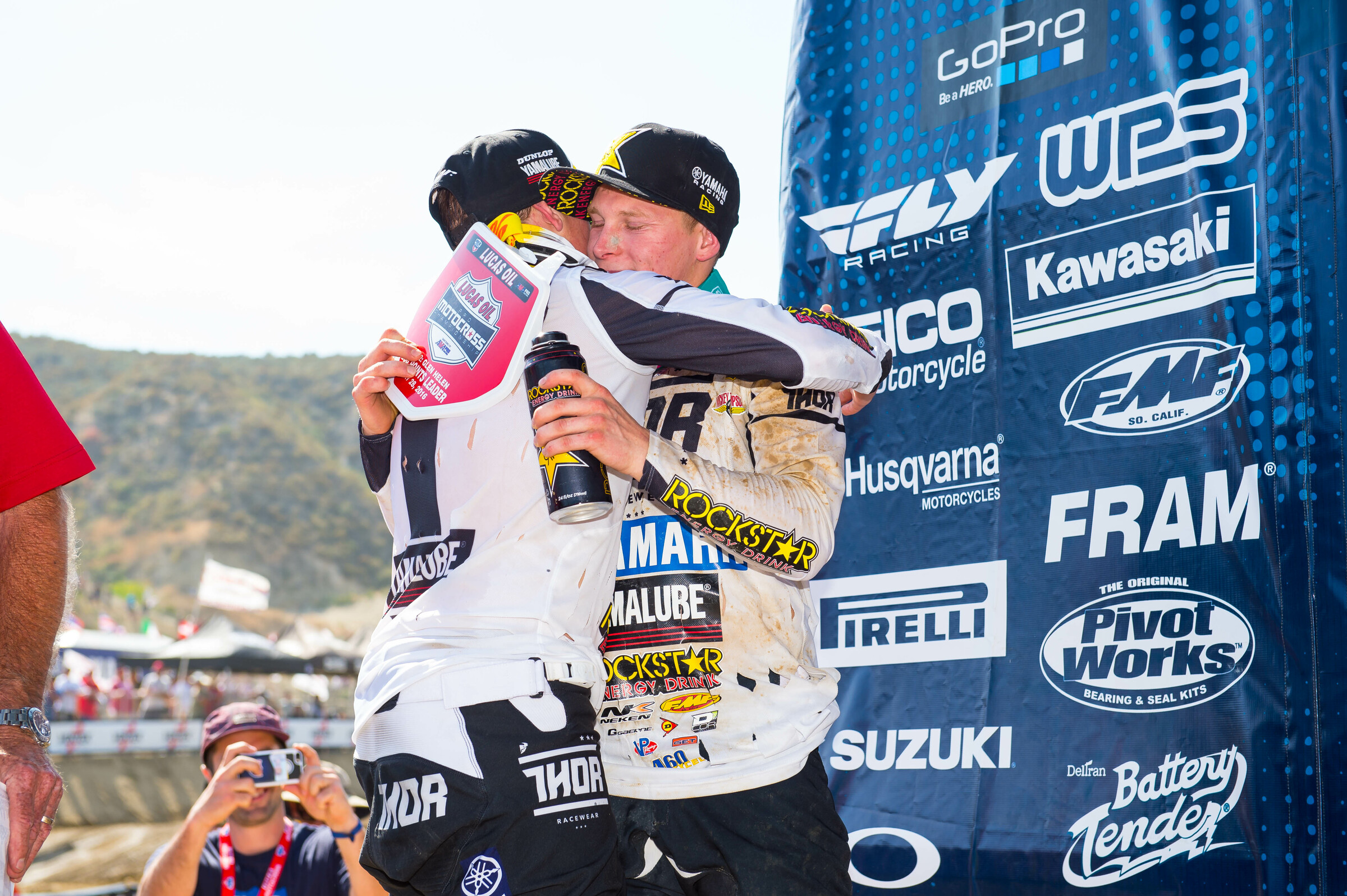Alex (right) and Jeremy (left) Martin at the 2016 Glen Helen National when the brothers finished first and second overall, respectively.