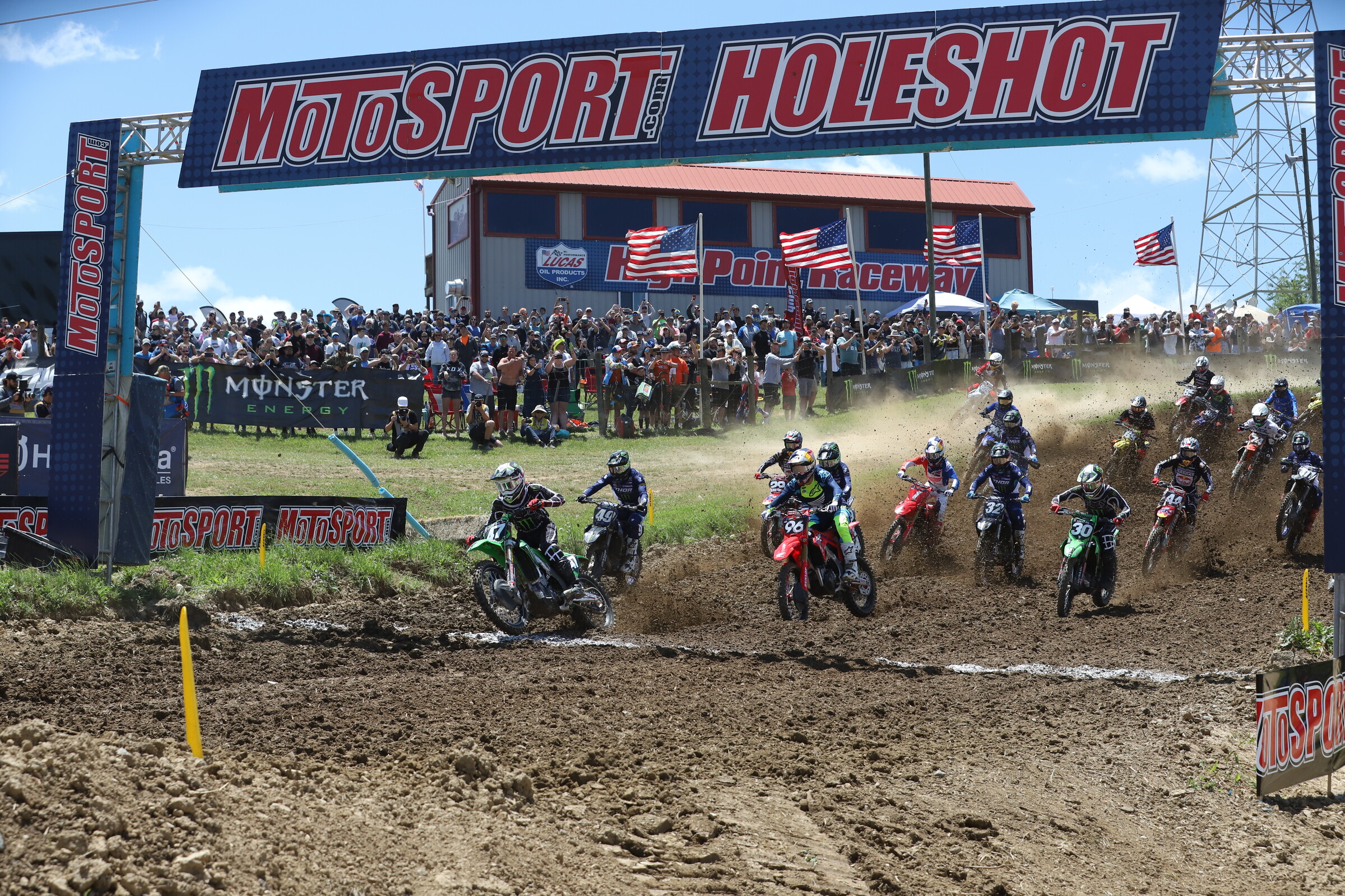 Pennsylvania native Seth Hammaker grabs the holeshot.