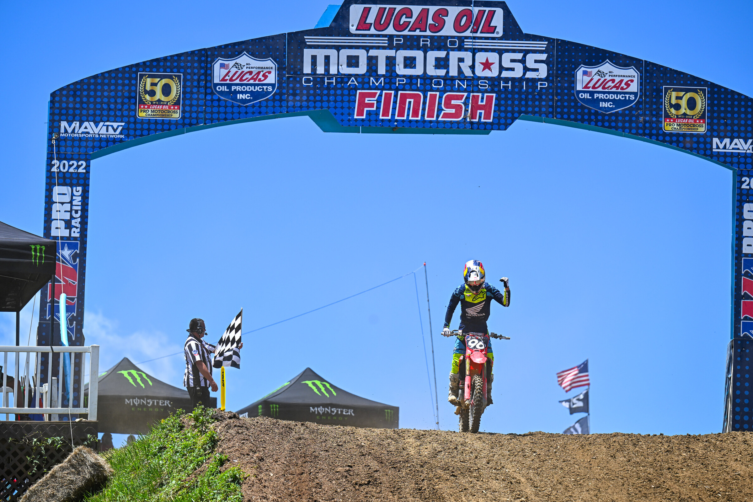 Hunter Lawrence claims the moto one win.