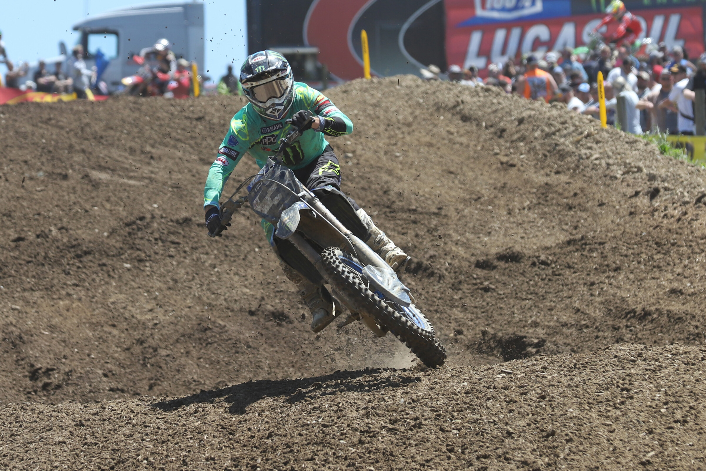 Eli Tomac charged to a second-place finish.