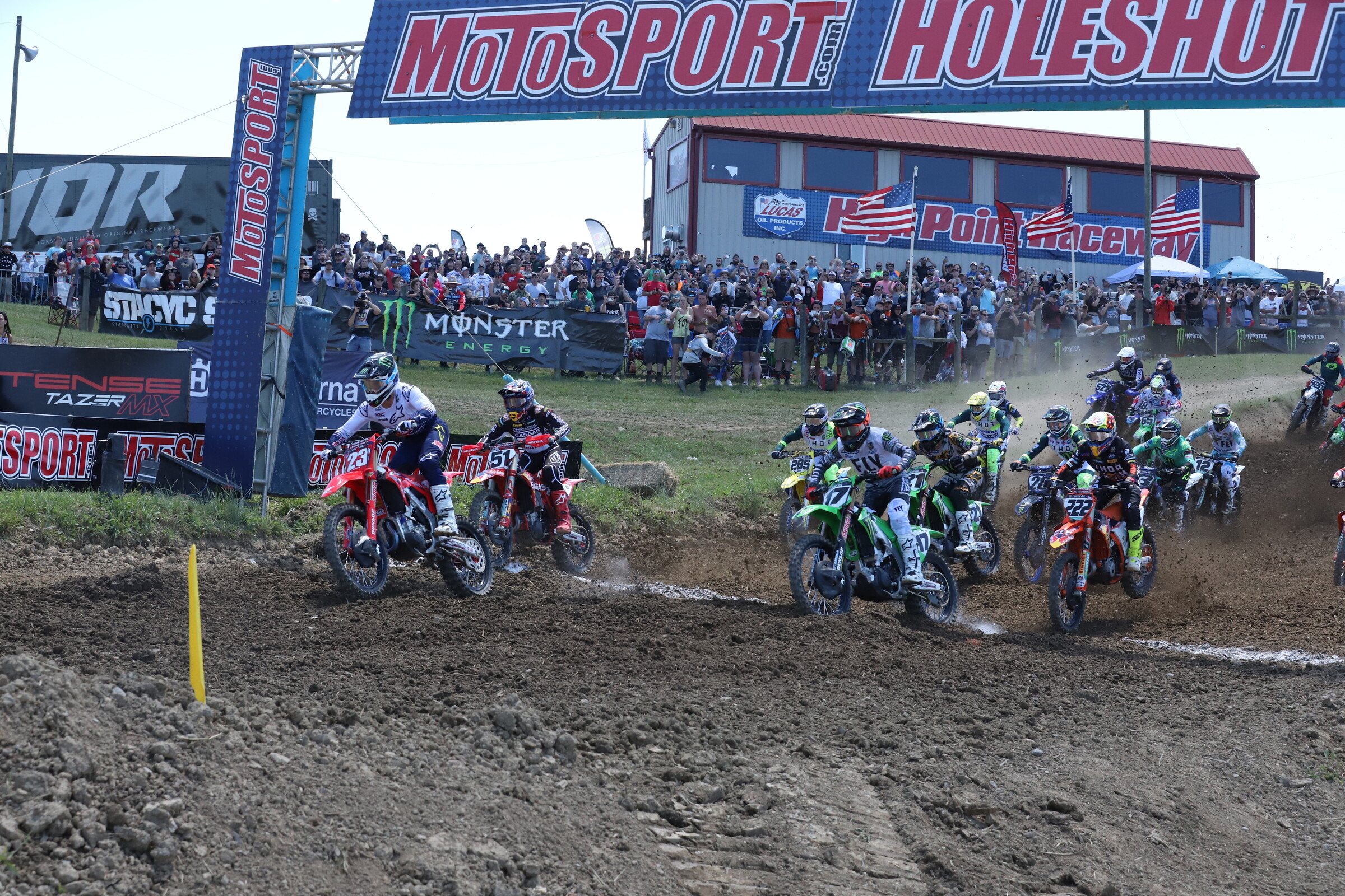 Chase Sexton edges out Joey Savatgy for the holeshot!
