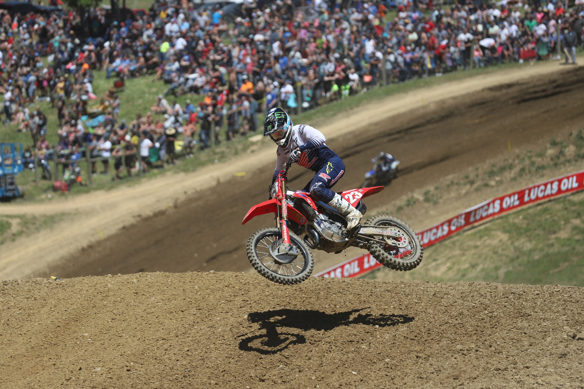 Sexton holeshot and led all 17 laps of the moto.