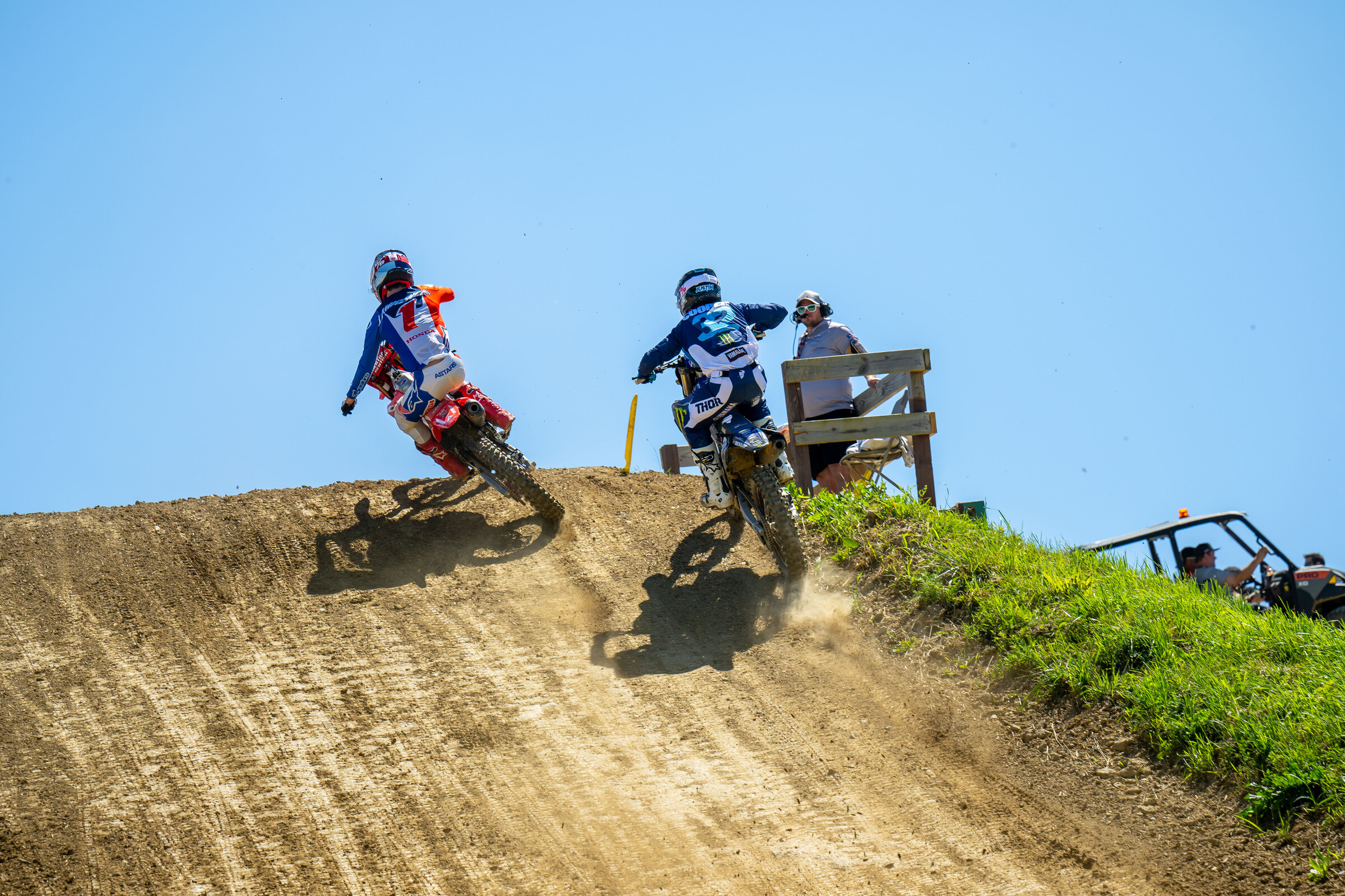 Jett Lawrence and Justin Cooper battling for second place in moto two.