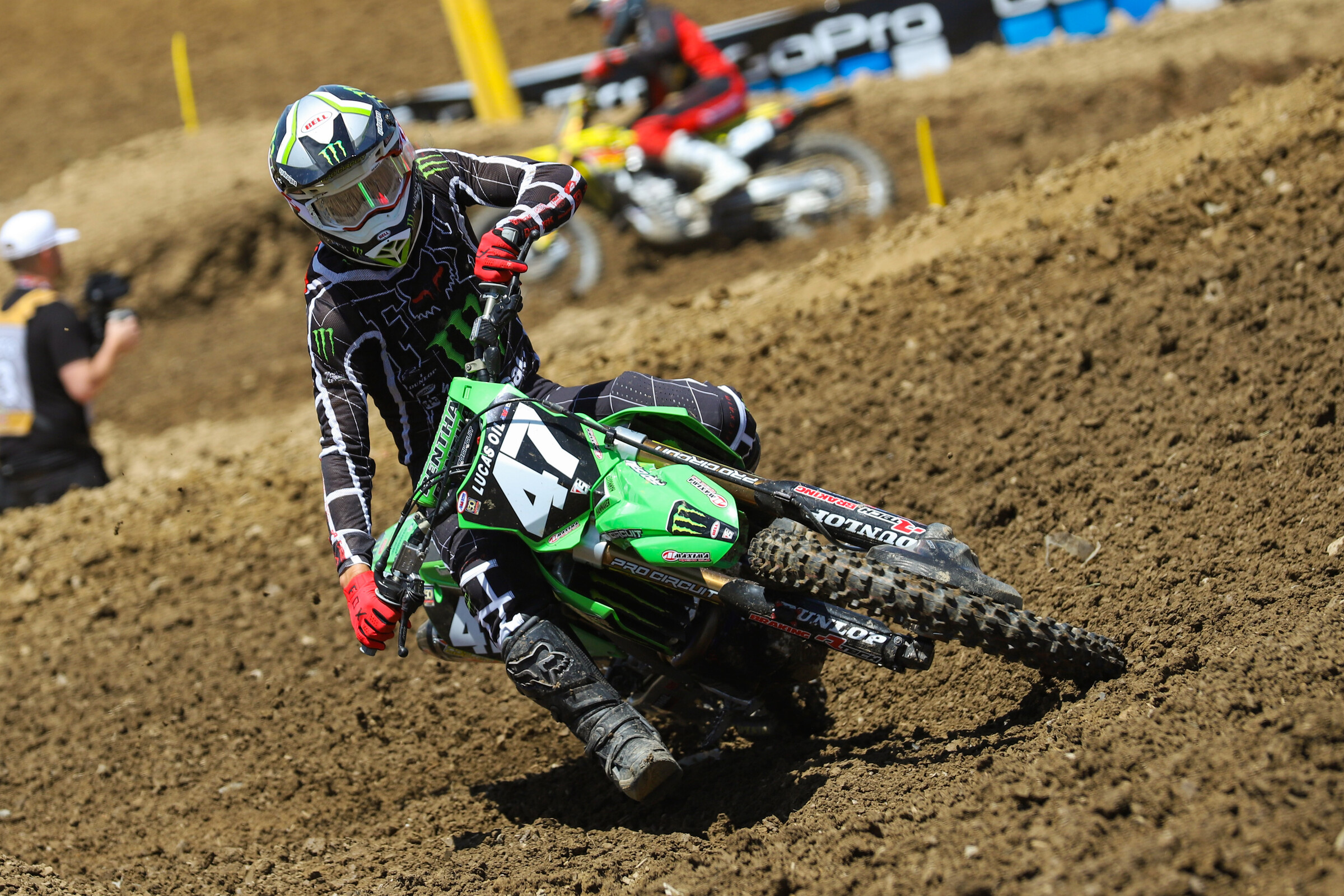 Seth Hammaker led a handful of laps in the first moto. He eventually finished fourth.