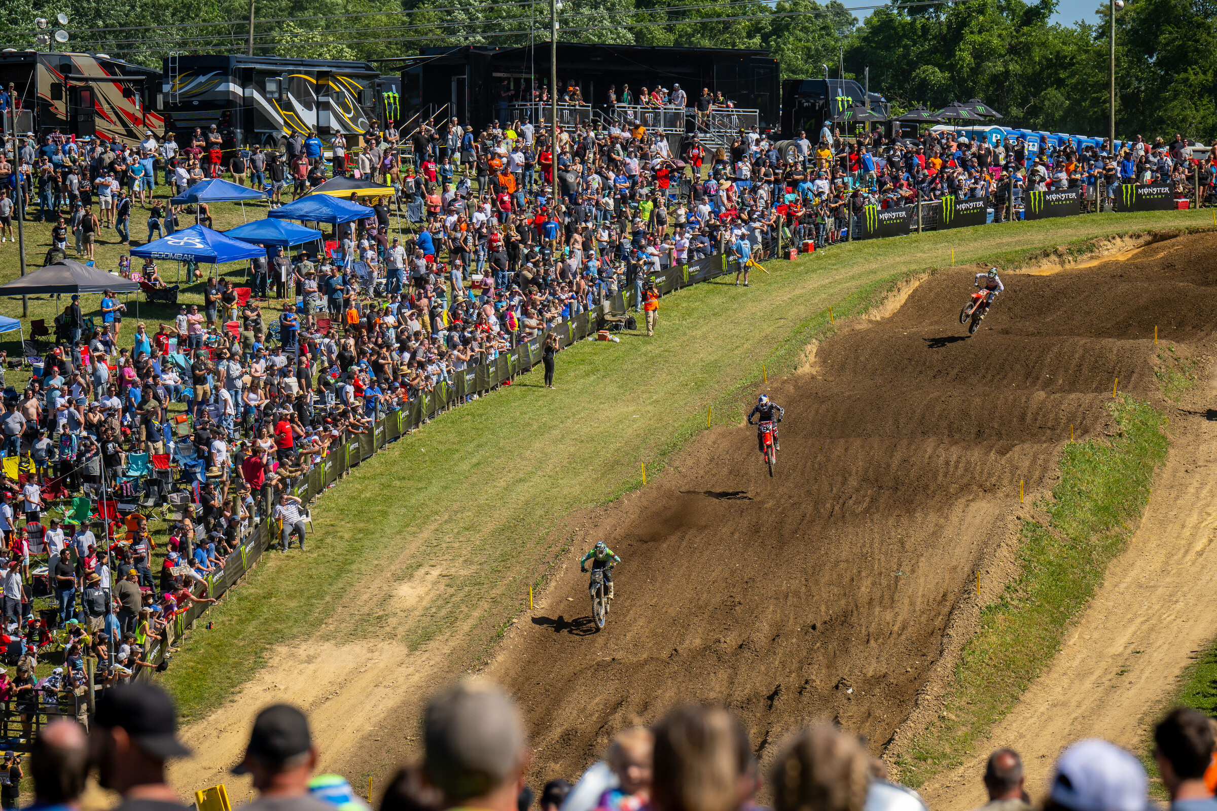 Tomac duking it out with the Honda boys in the second moto.