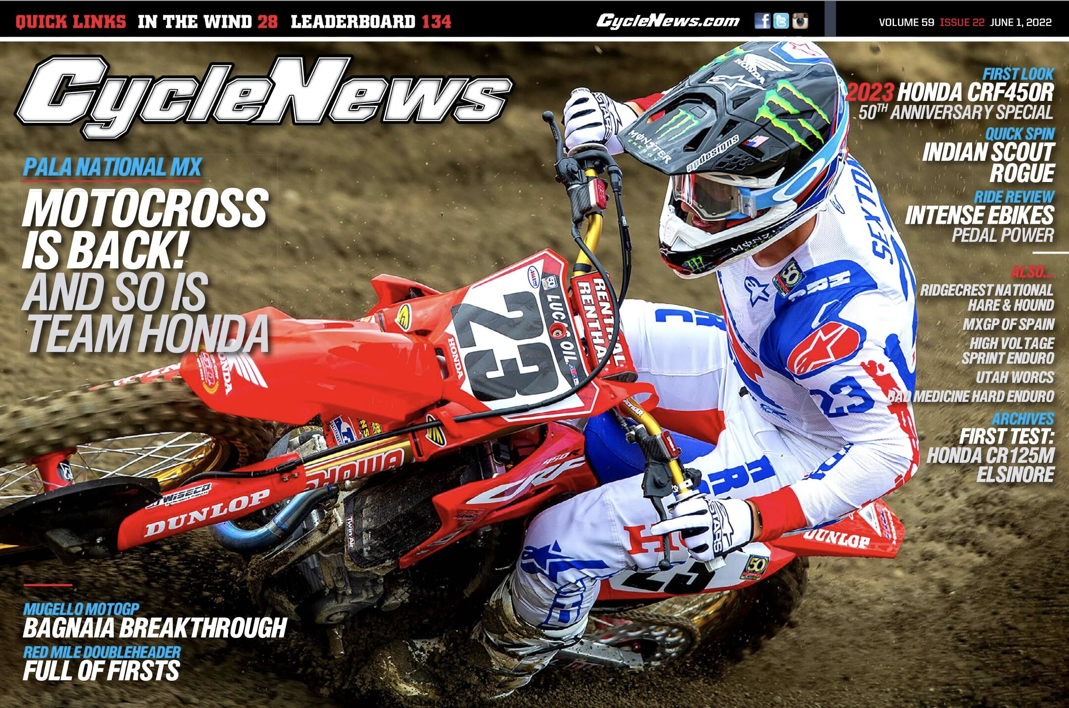 Chase Sexton on the Cycle News cover.