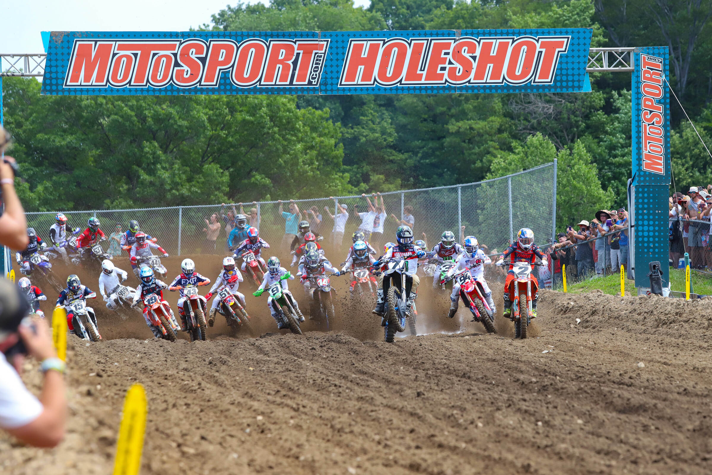 Aaron Plessinger grabbing a holeshot at the 2021 RedBud National.