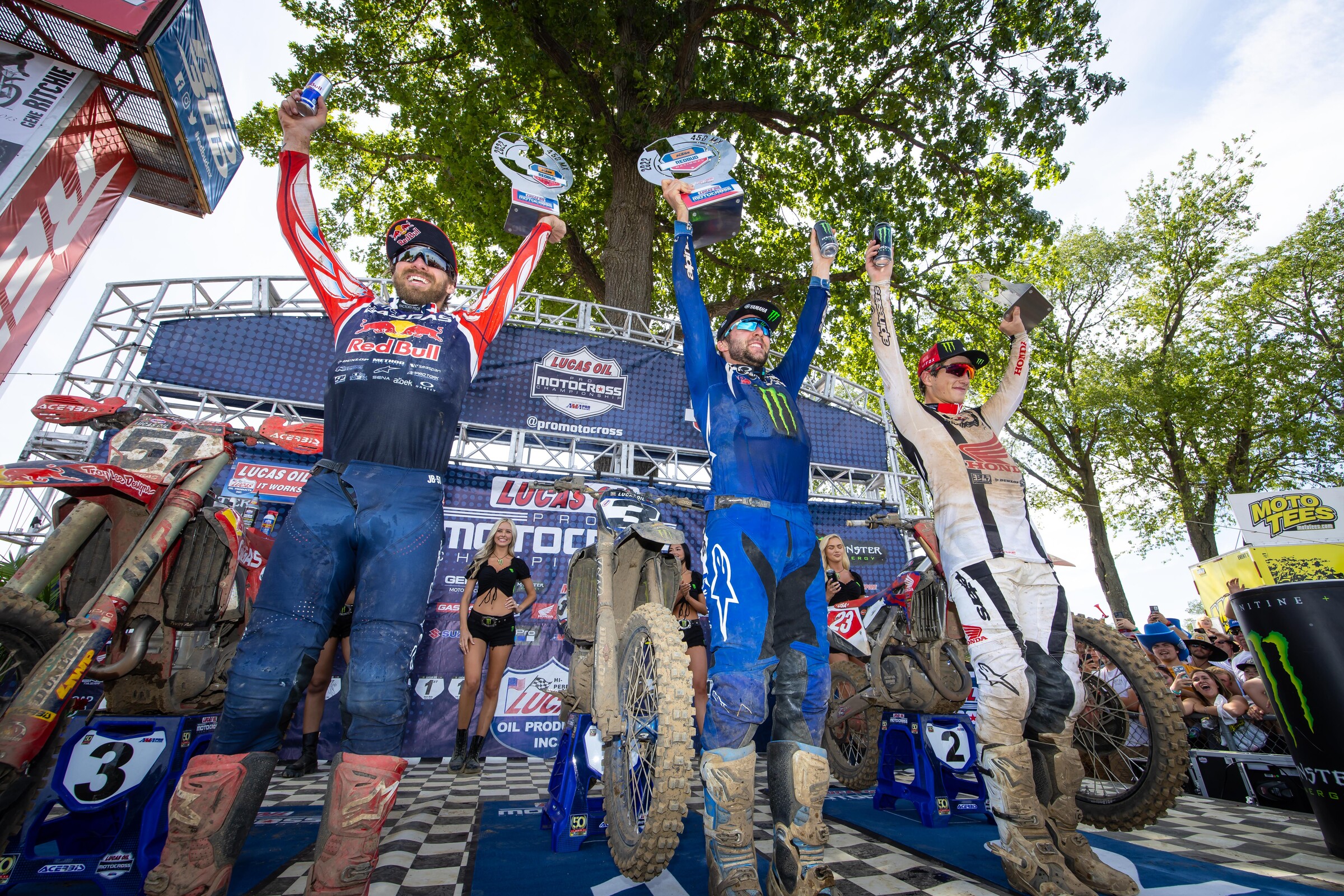 The 2022 RedBud National 450 Class overall podium.