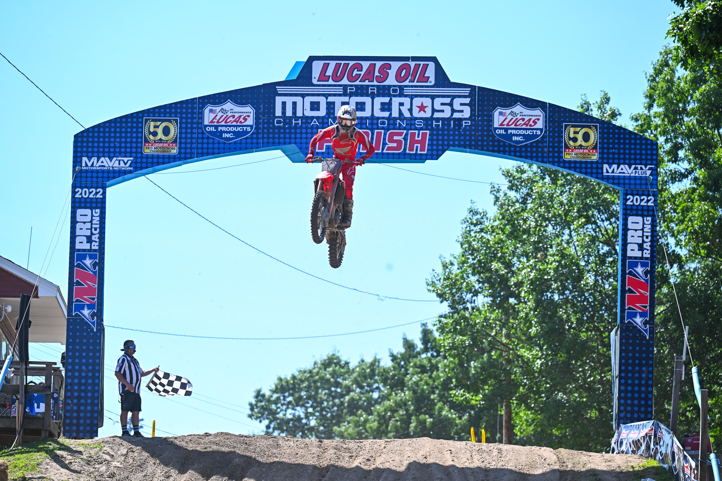 Jett Lawrence claims his sixth moto win in the first 250 Class moto.