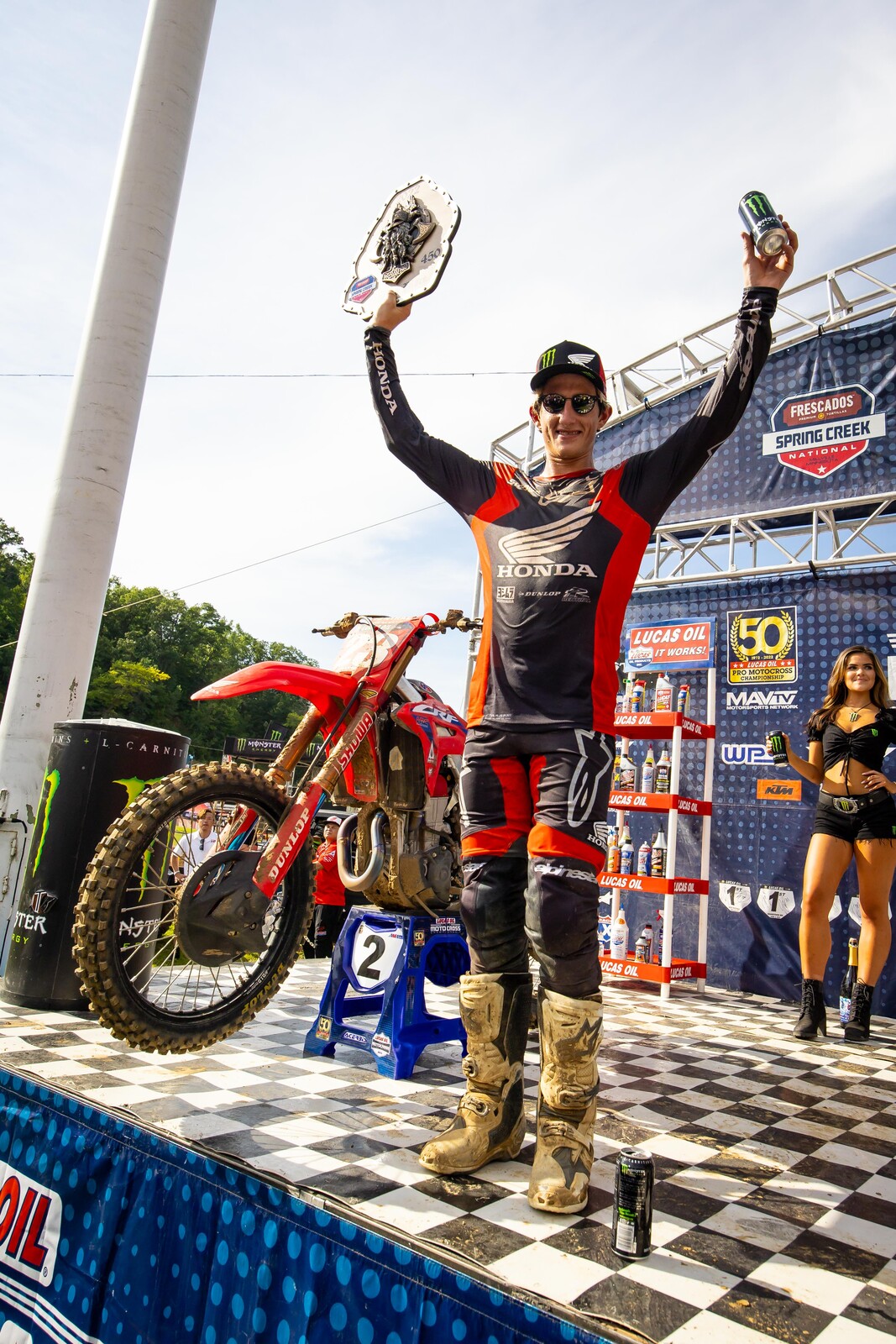 Sexton has finished first or second in all but one of the first 14 motos of the season so far.