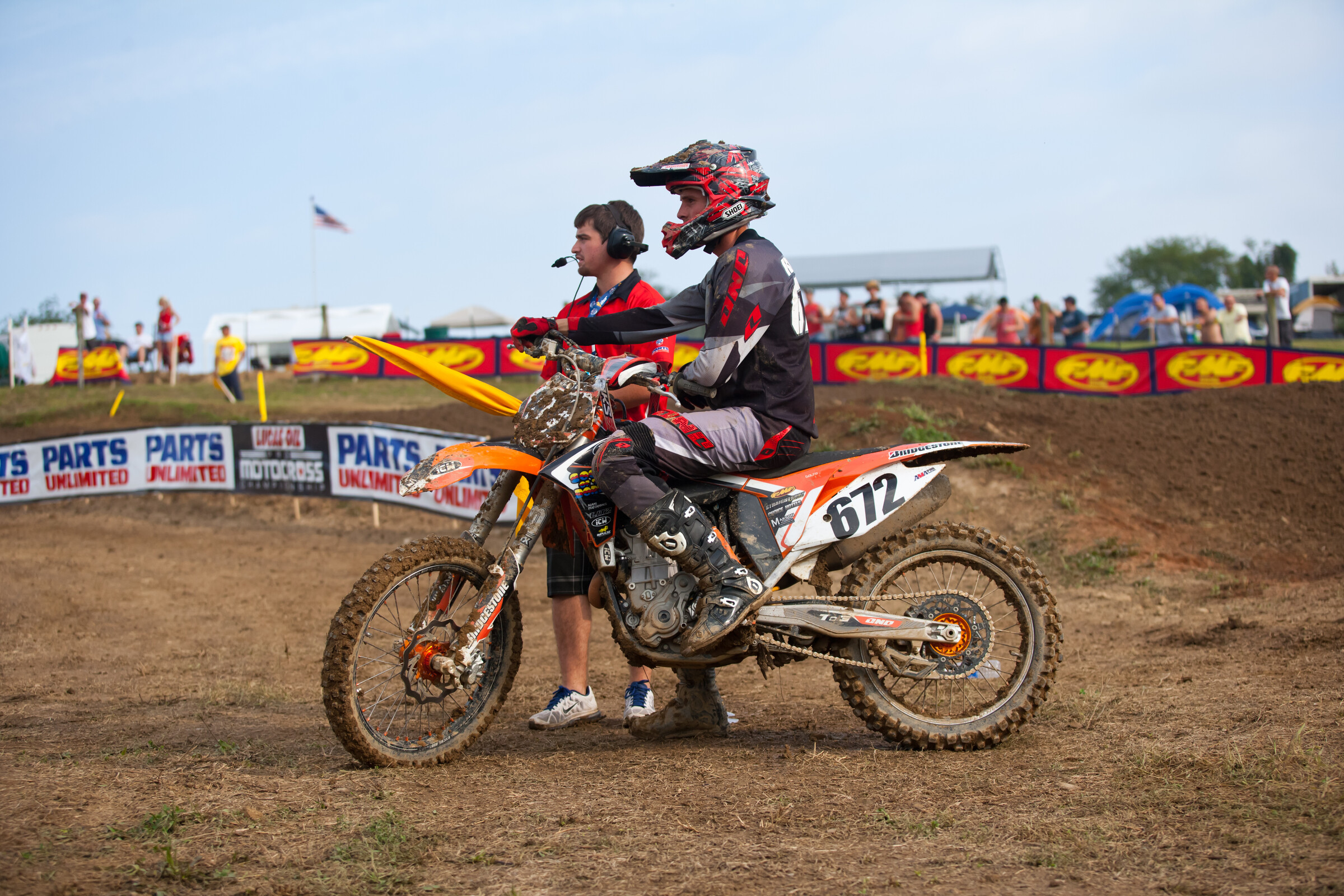 Rarick with a bike issue at the Steel City National in 2012.