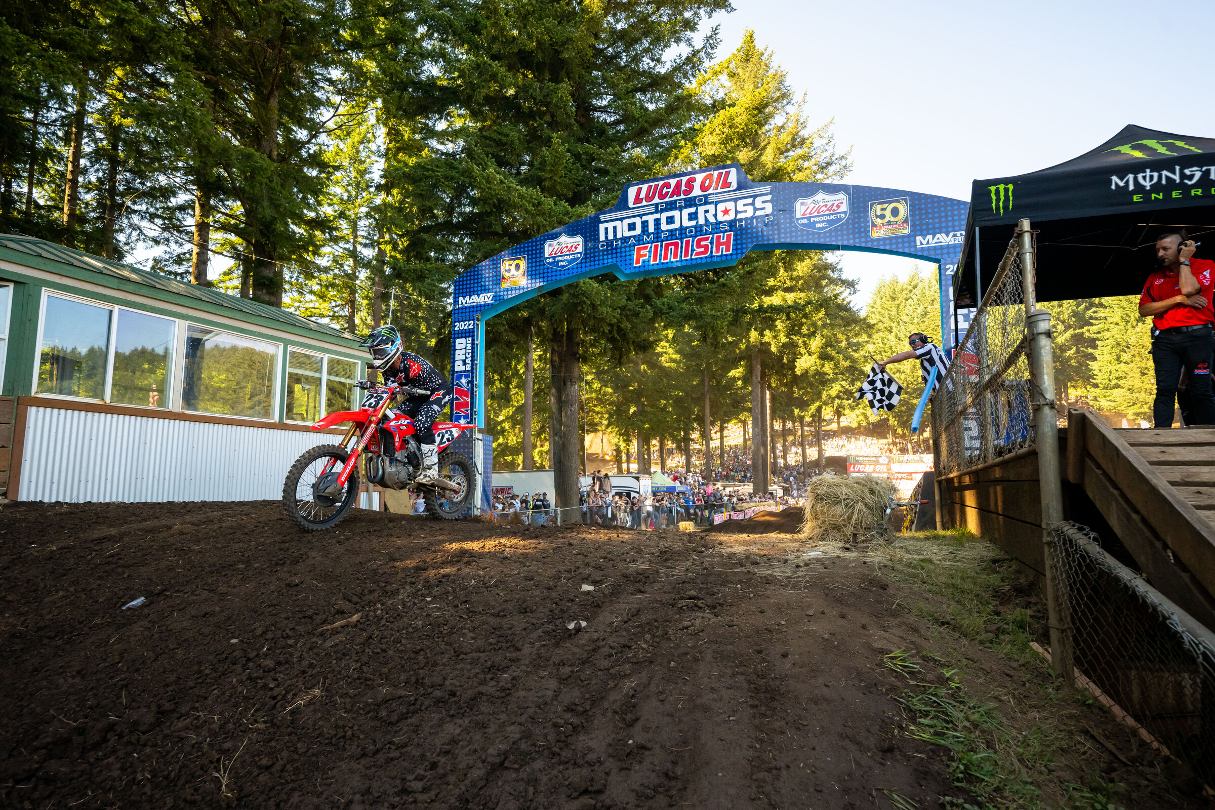 Sexton taking the checkered flag.