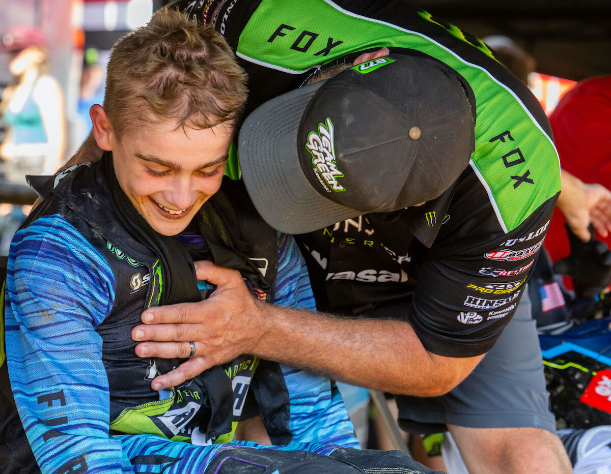 Caden Dudney put forth one of the most impressive rides of the week to take the Moto 2 win in 85cc (10-12).