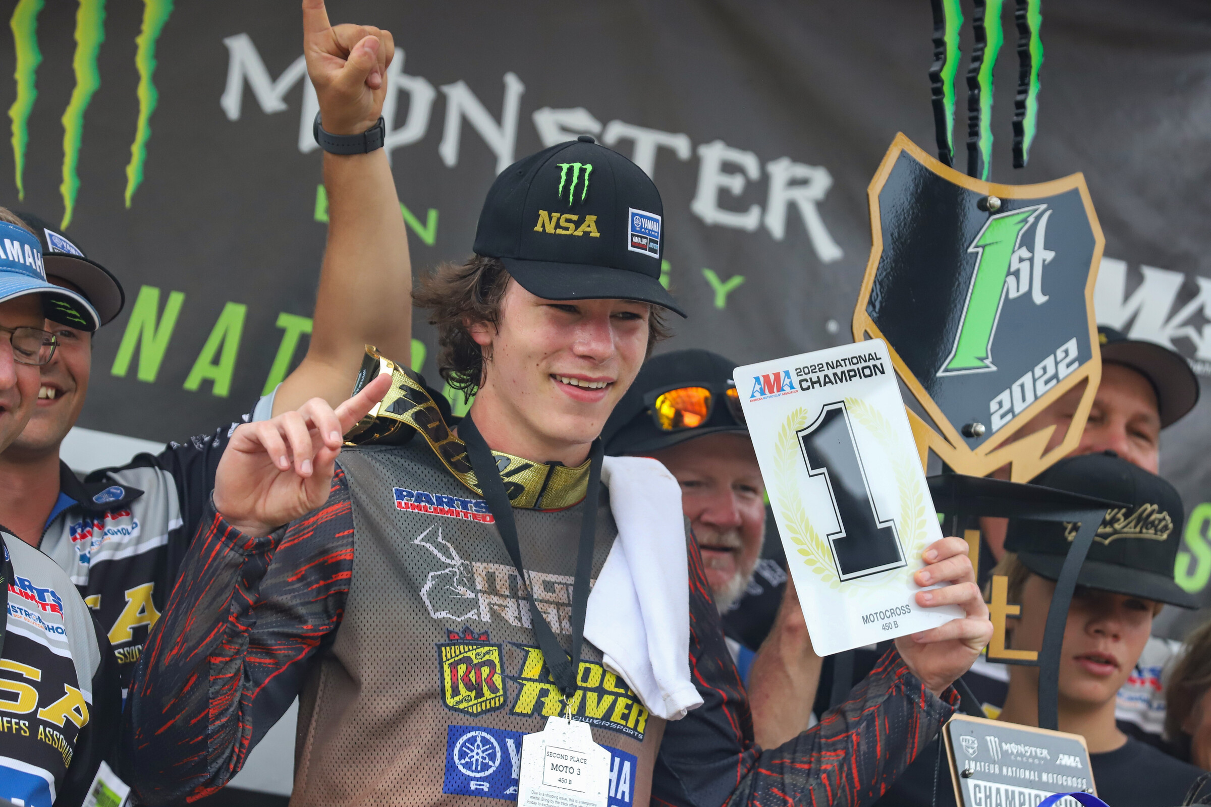 Avery Long won both the 450 B and 450 B Limited titles on Friday and Saturday, respectively. Here is Long with the 450 B #1 plate.