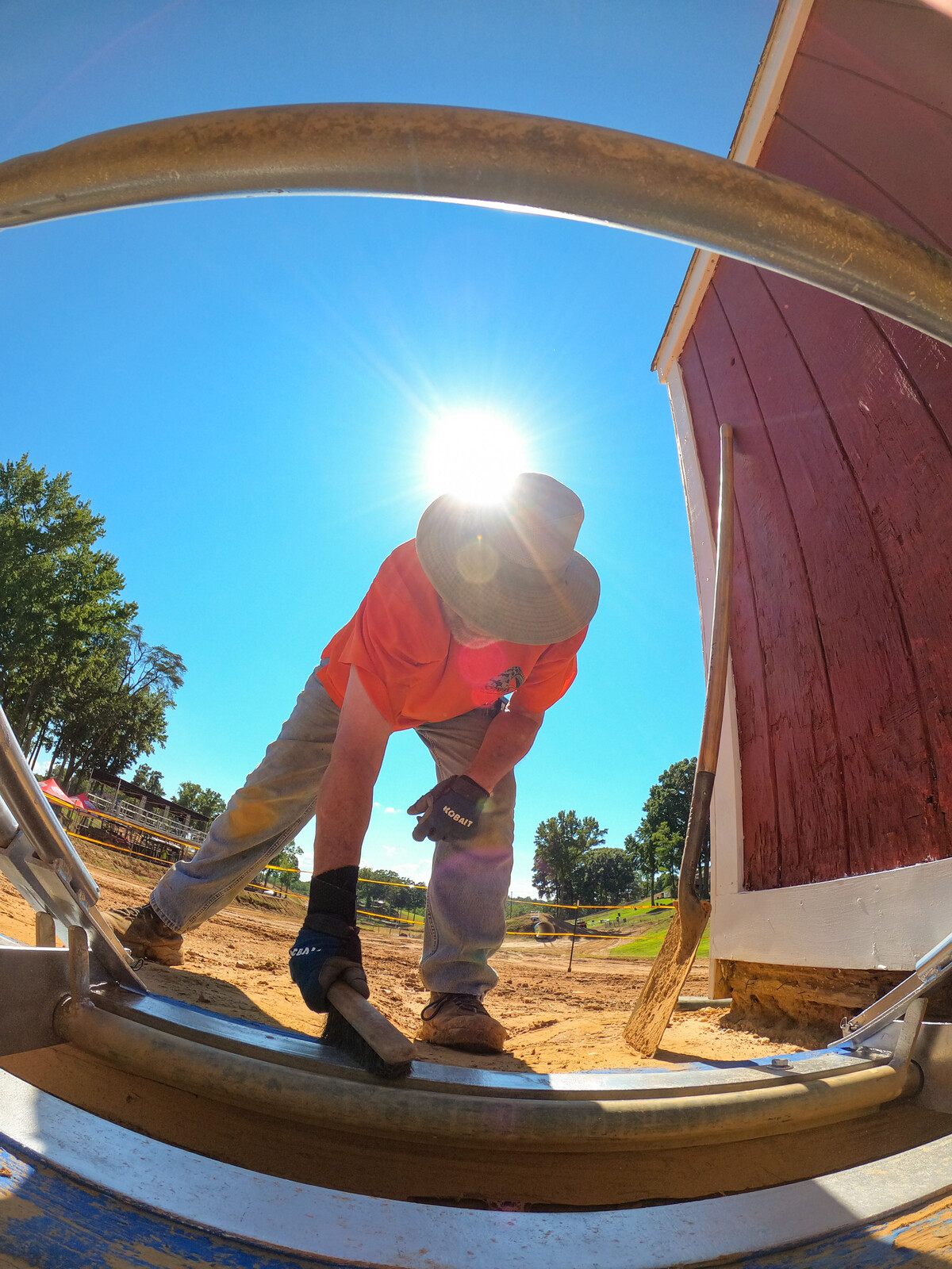 Rich Pettit cleaning the gates.