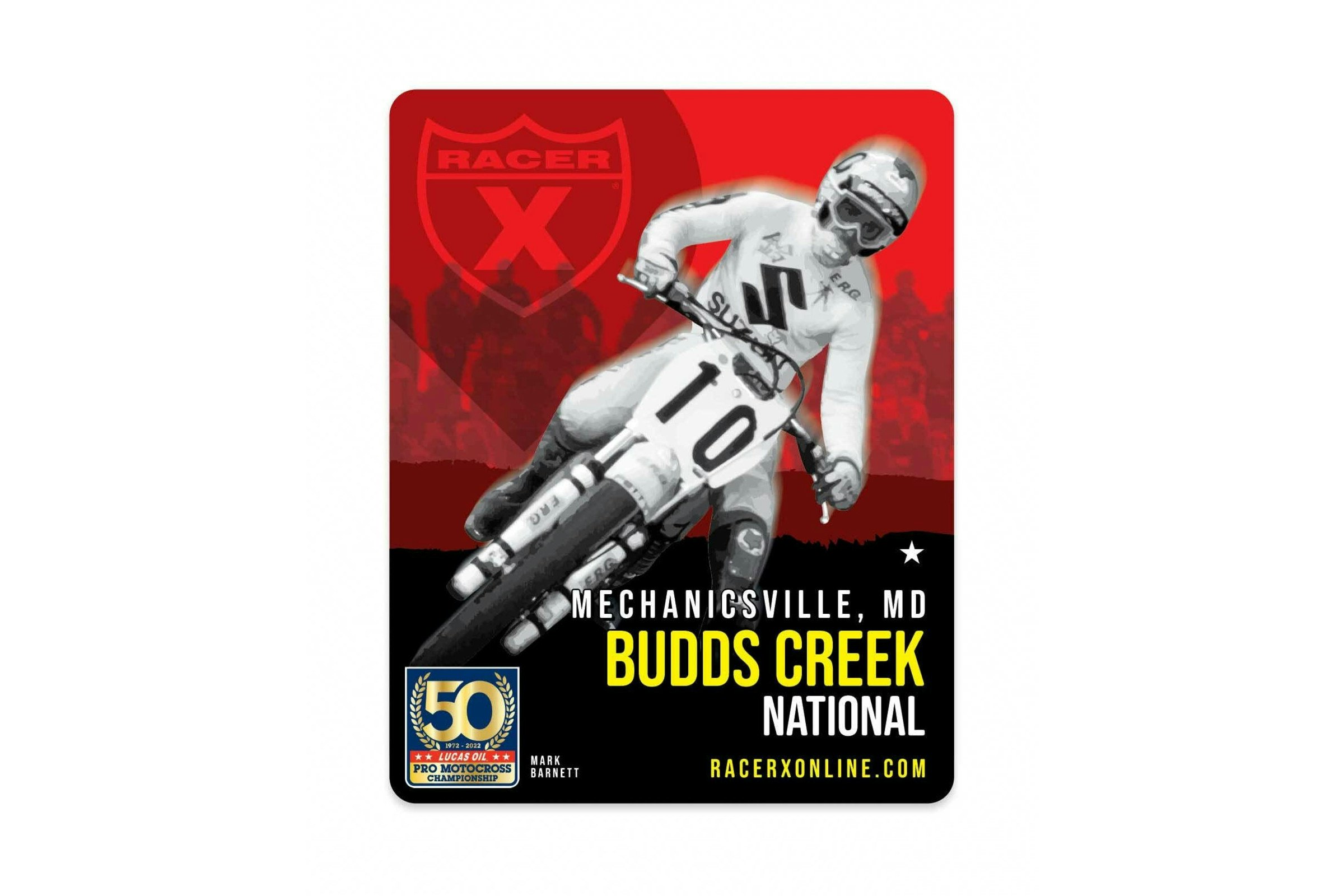 Get Your Budds Creek National Event Sticker at The Racer X Booth On Saturday