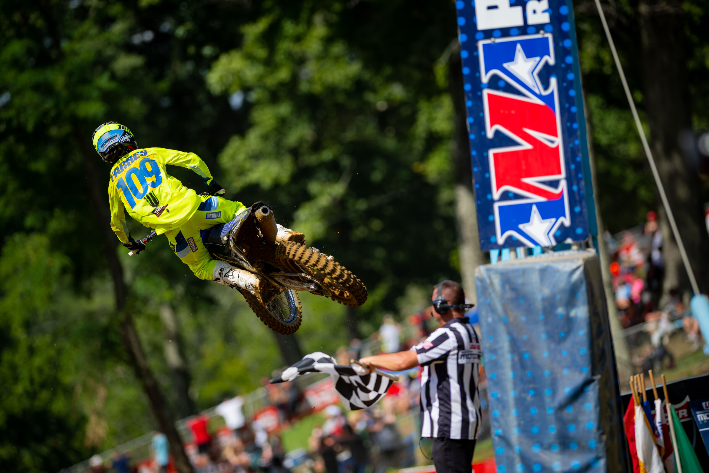 Farres finishing a moto at the Budds Creek National.