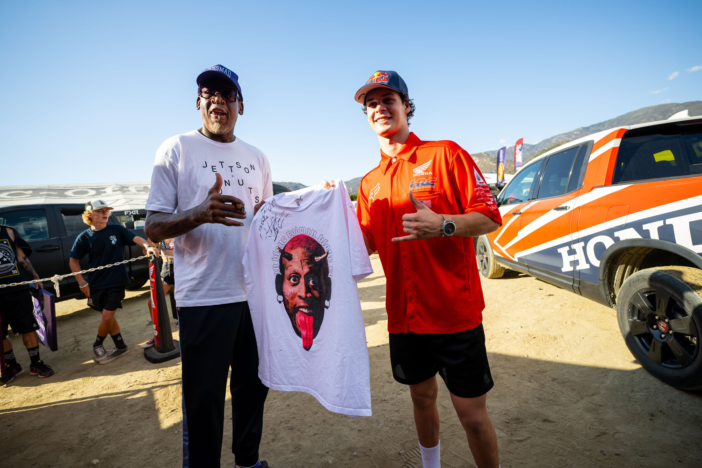 Dennis Rodman showed up to congratulate Jett Lawrence.