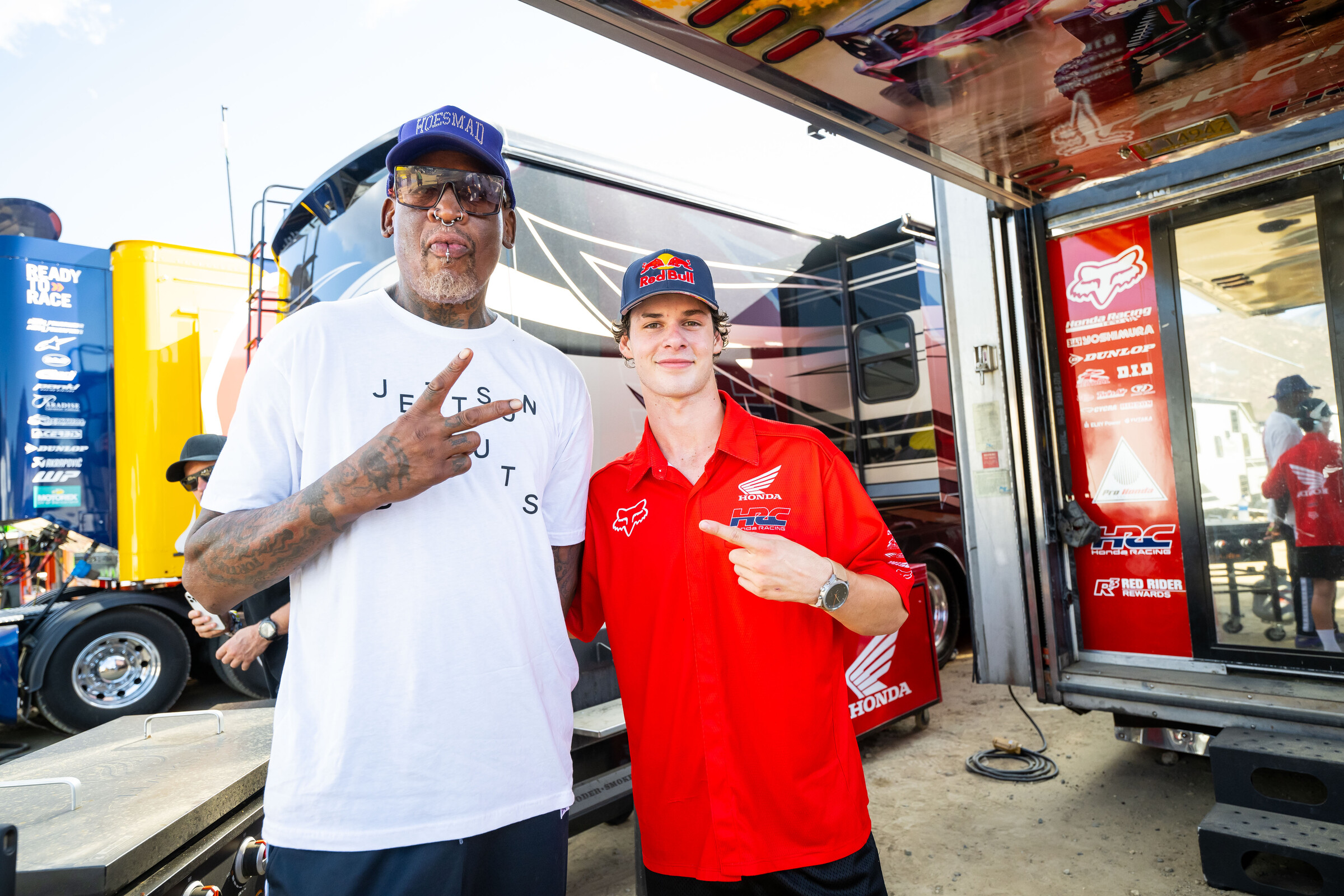 A very happy Jett Lawrence got to meet his hero Dennis Rodman.