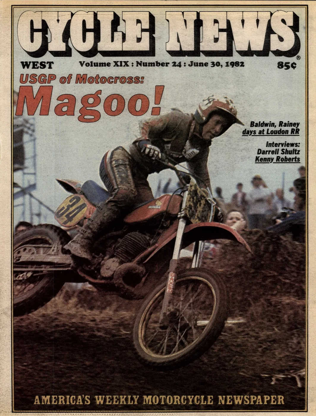 Magoo on the cover of Cycle News.
