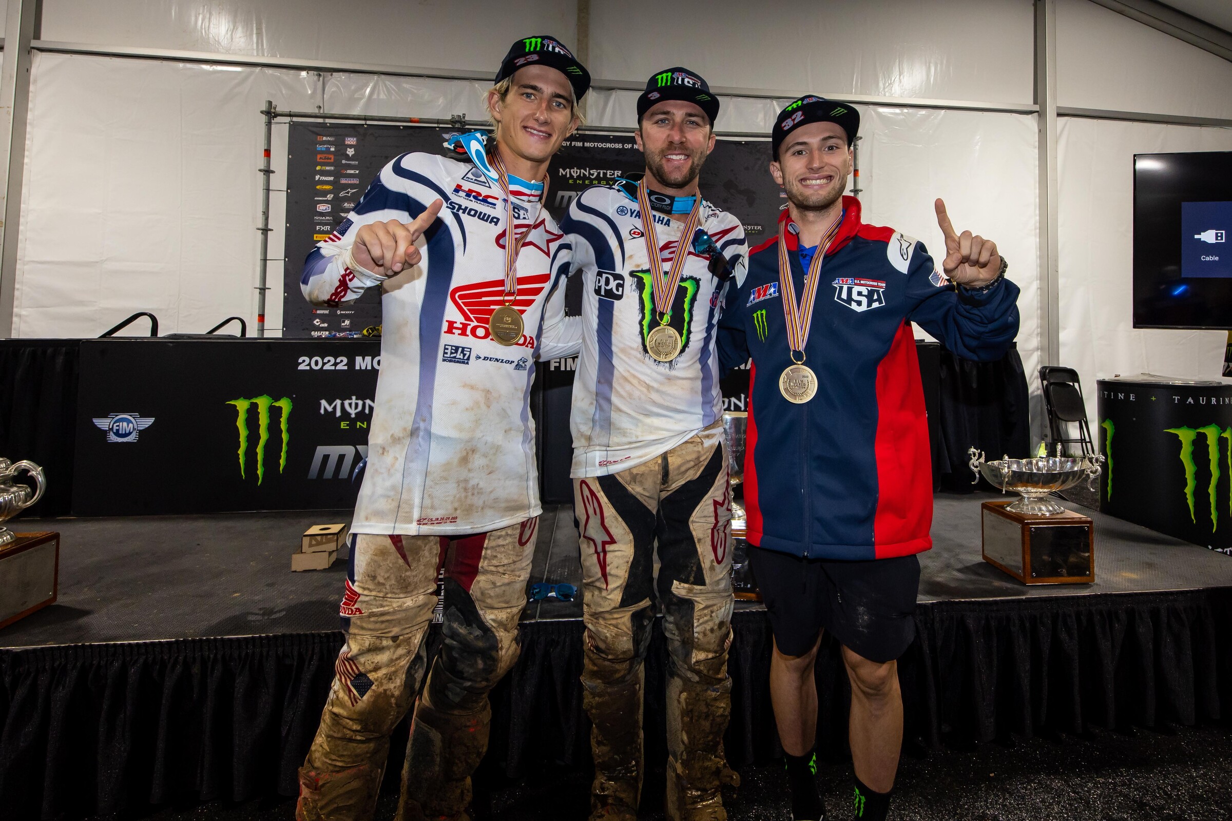 Sexton, Tomac, and Cooper at the 2022 MXoN.