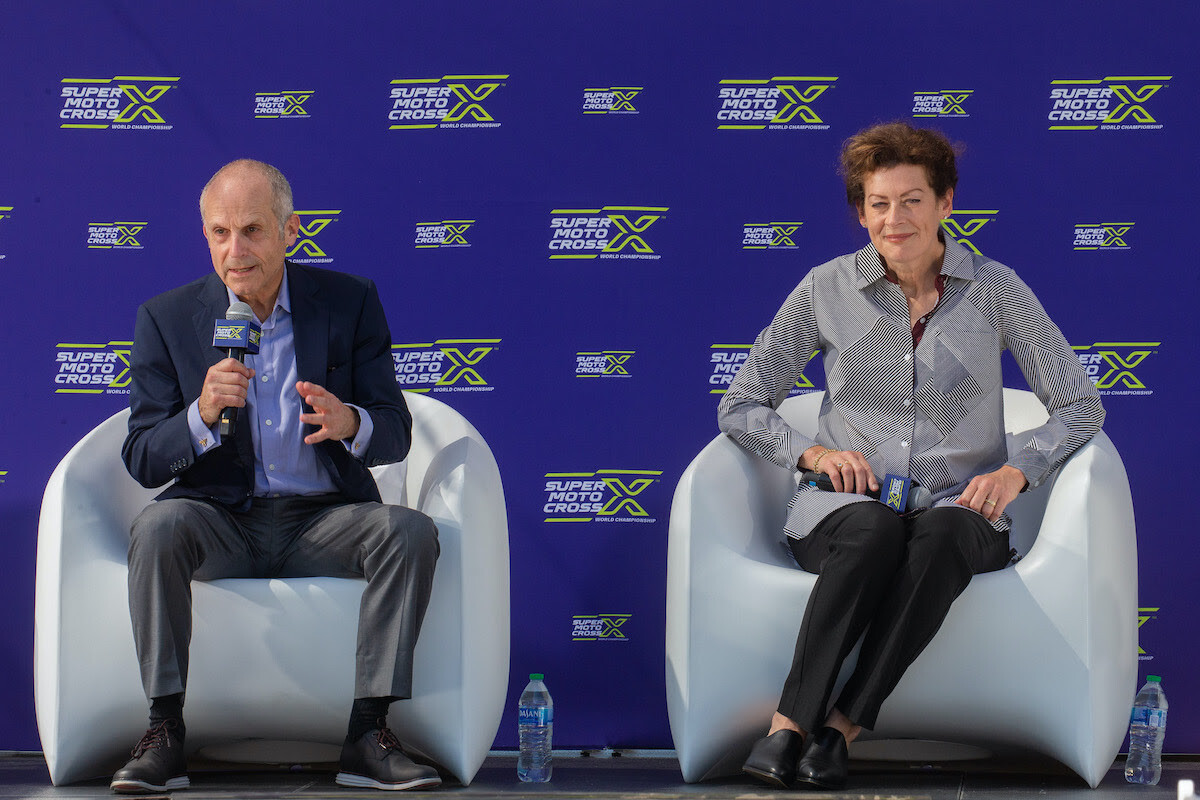 Feld Entertainment Chair and CEO Kenneth Feld (left) and MX Sports Pro Racing CEO Carrie Coombs-Russell (right) discuss the creation of the SuperMotocross World Championship.