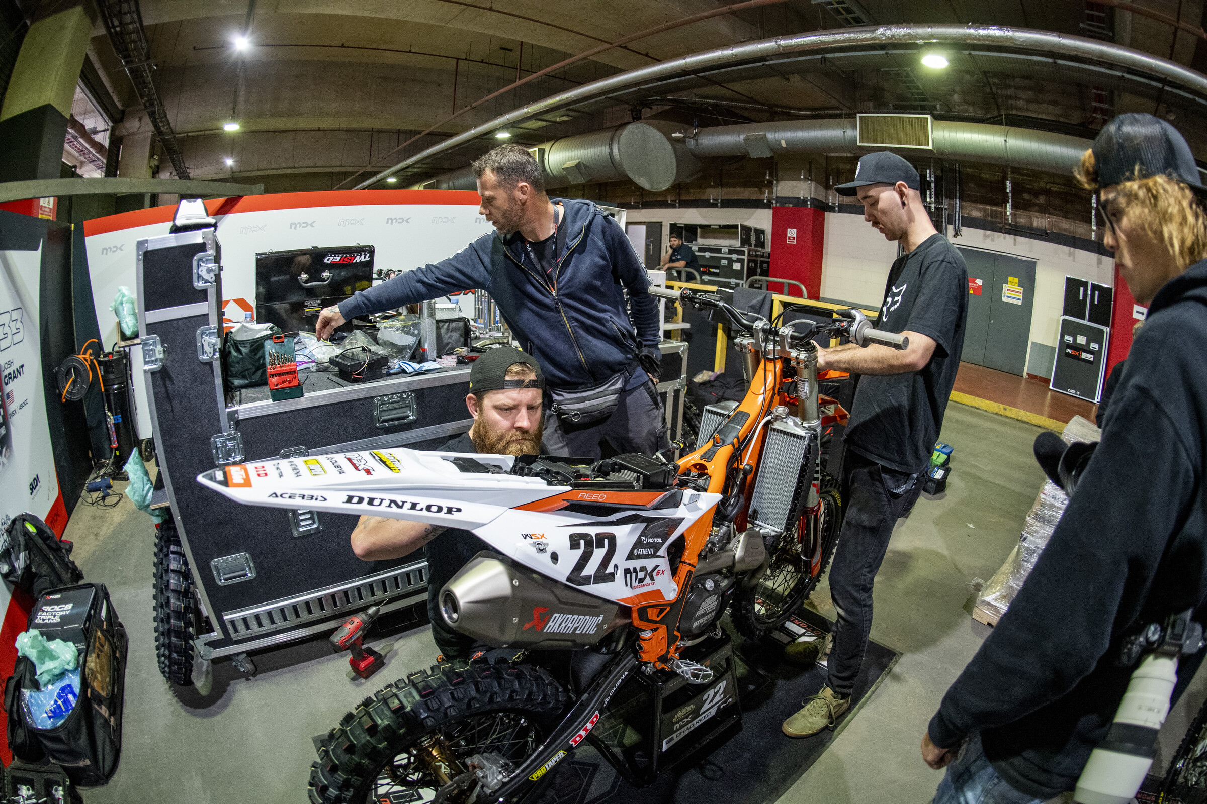 Chad Reed's crew prepping his KTM 450 SX-F.