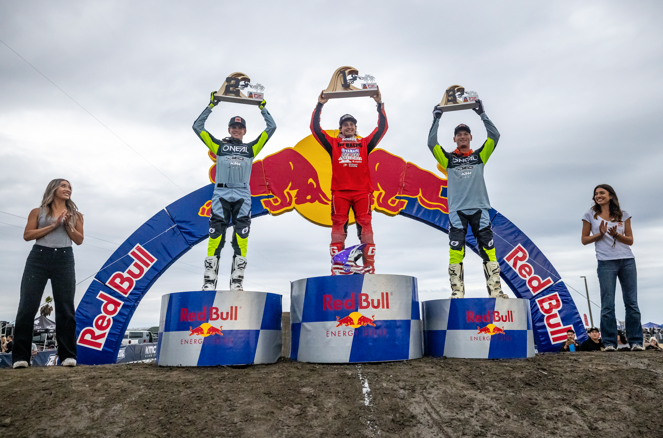 Carson Brown (center, first place), Josh Varize (left, second place), and Derek Kelley (right, third place),