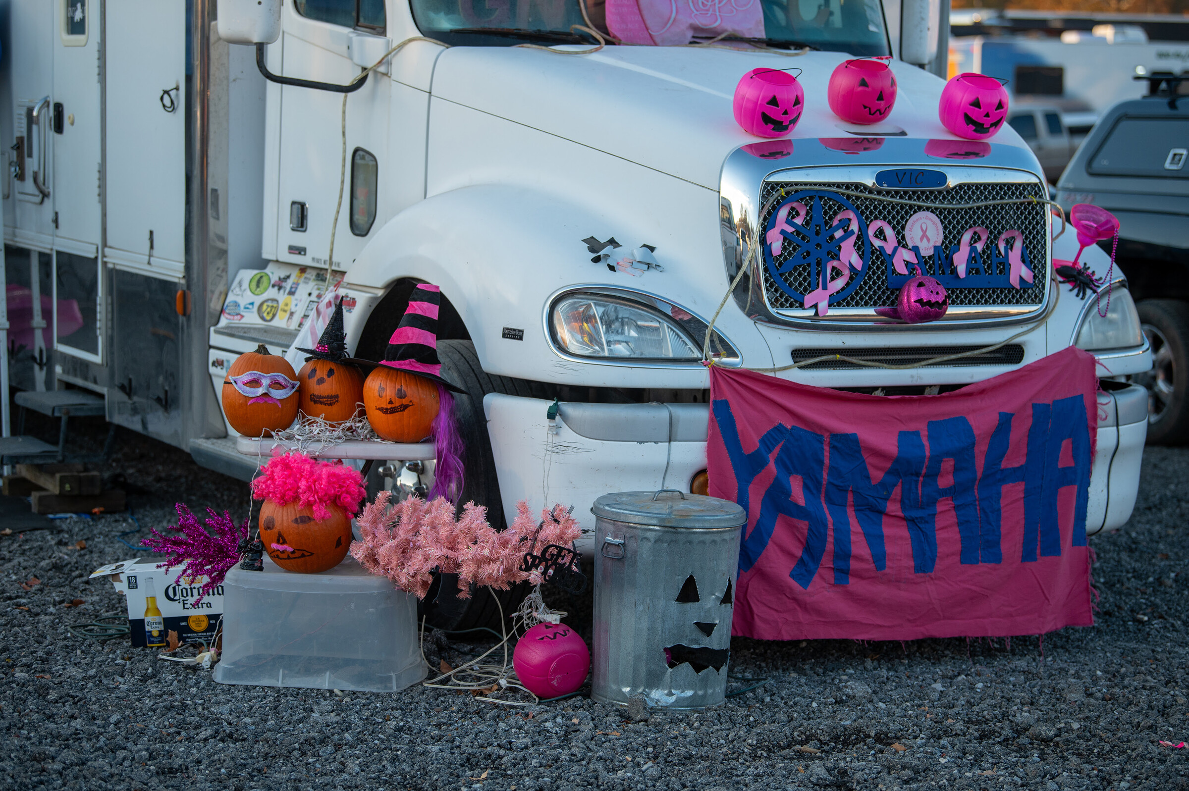 Campsites were decorated with a mix of Halloween and breast cancer awareness.