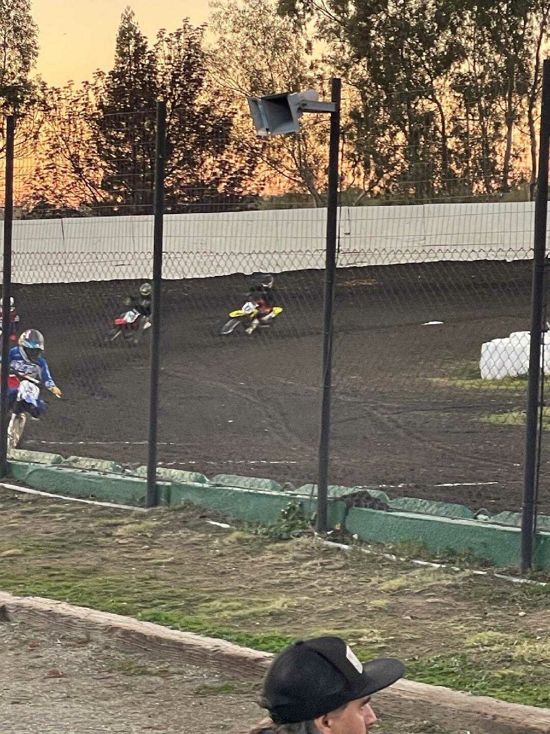Just ahead of Hansel, on the Suzuki, is his buddy; Hansel is obviously lining up for a dirty pass. Instead of turning left like everyone else, Aaron is clearly aiming for ankles.
