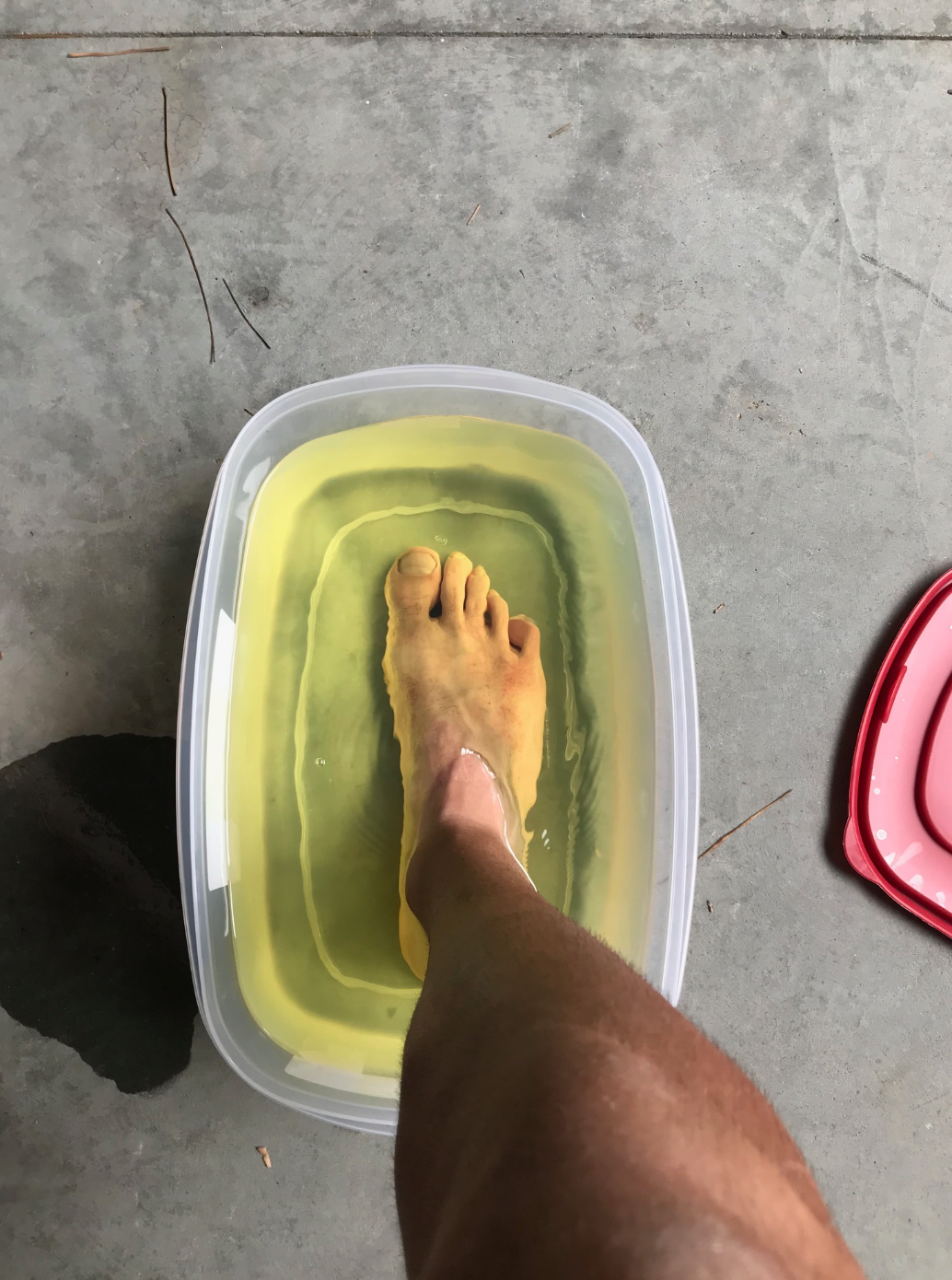 Seth Rarick with his athletes food in kerosene...because Phil Nicoletti told him to.