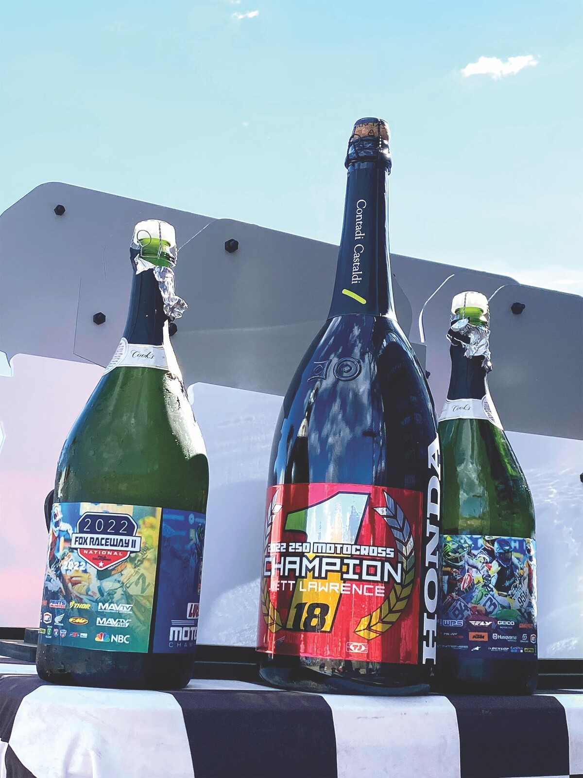 Jett Spray: Lawrence’s team had his own bubbly ready for the last 250 national of his career.