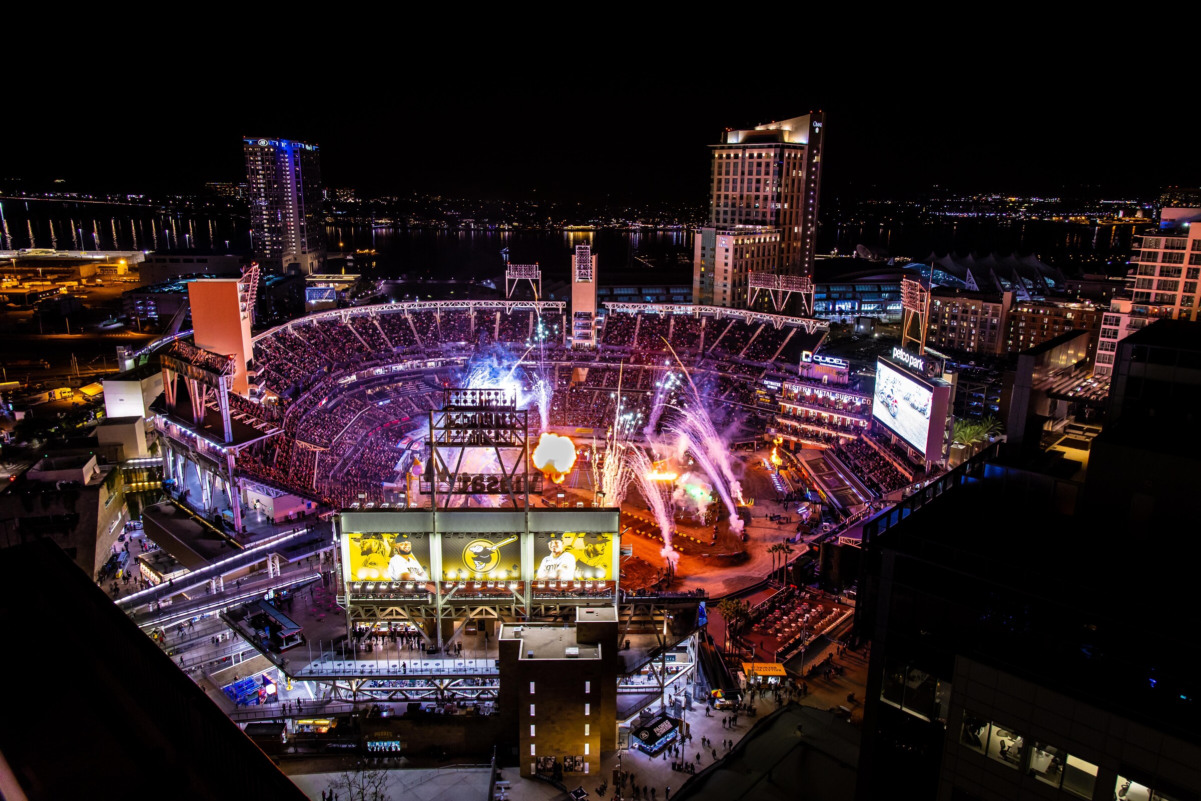 A bird's eye view of Petco Park during the San Diego Supercross.