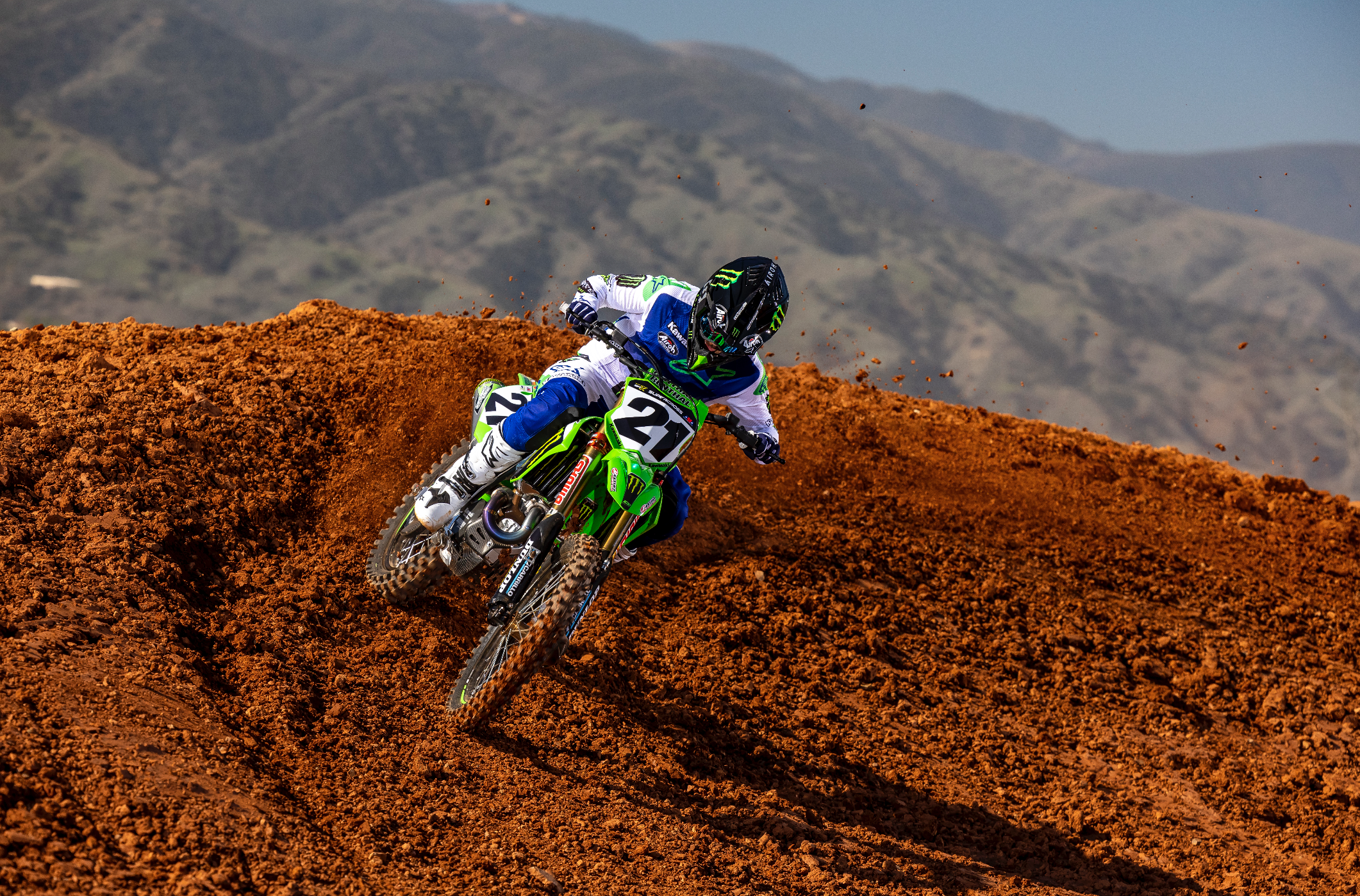 Anderson during the 2023 Monster Energy Kawasaki team photo shoot.