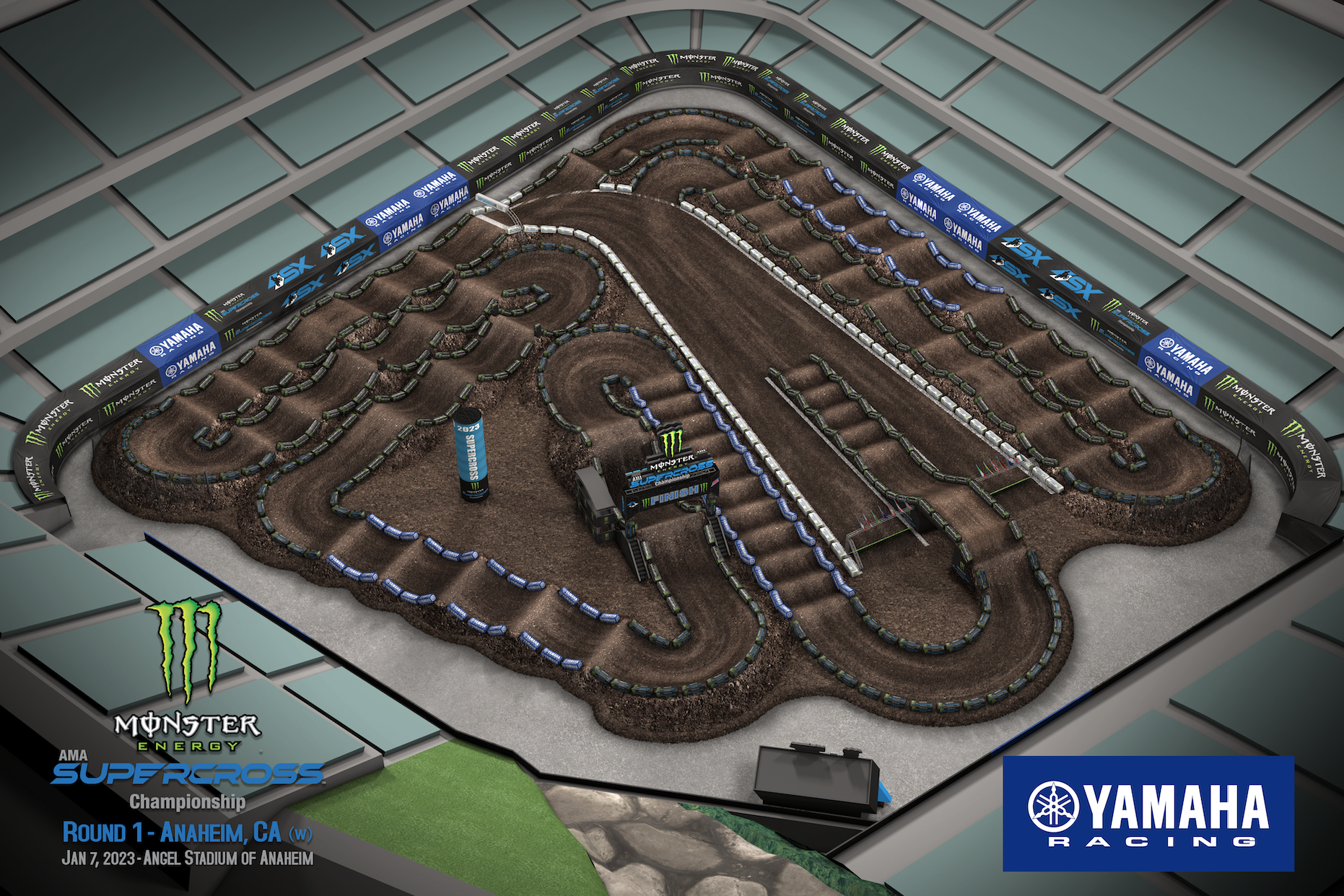 2023 Anaheim 1 Supercross track map layout