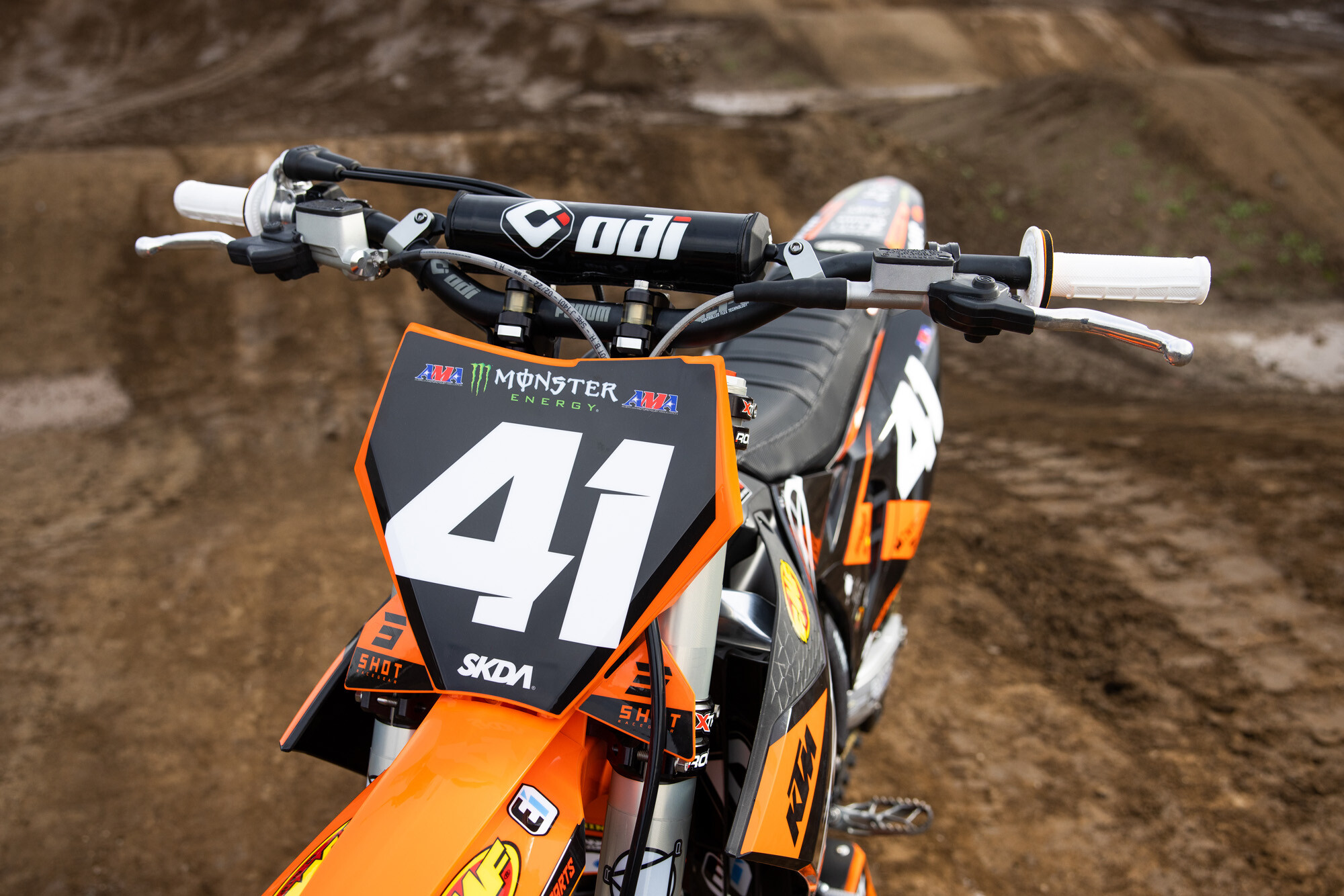 #41 Derek Kelley’s 2023 KTM 250 SX-F race bike.