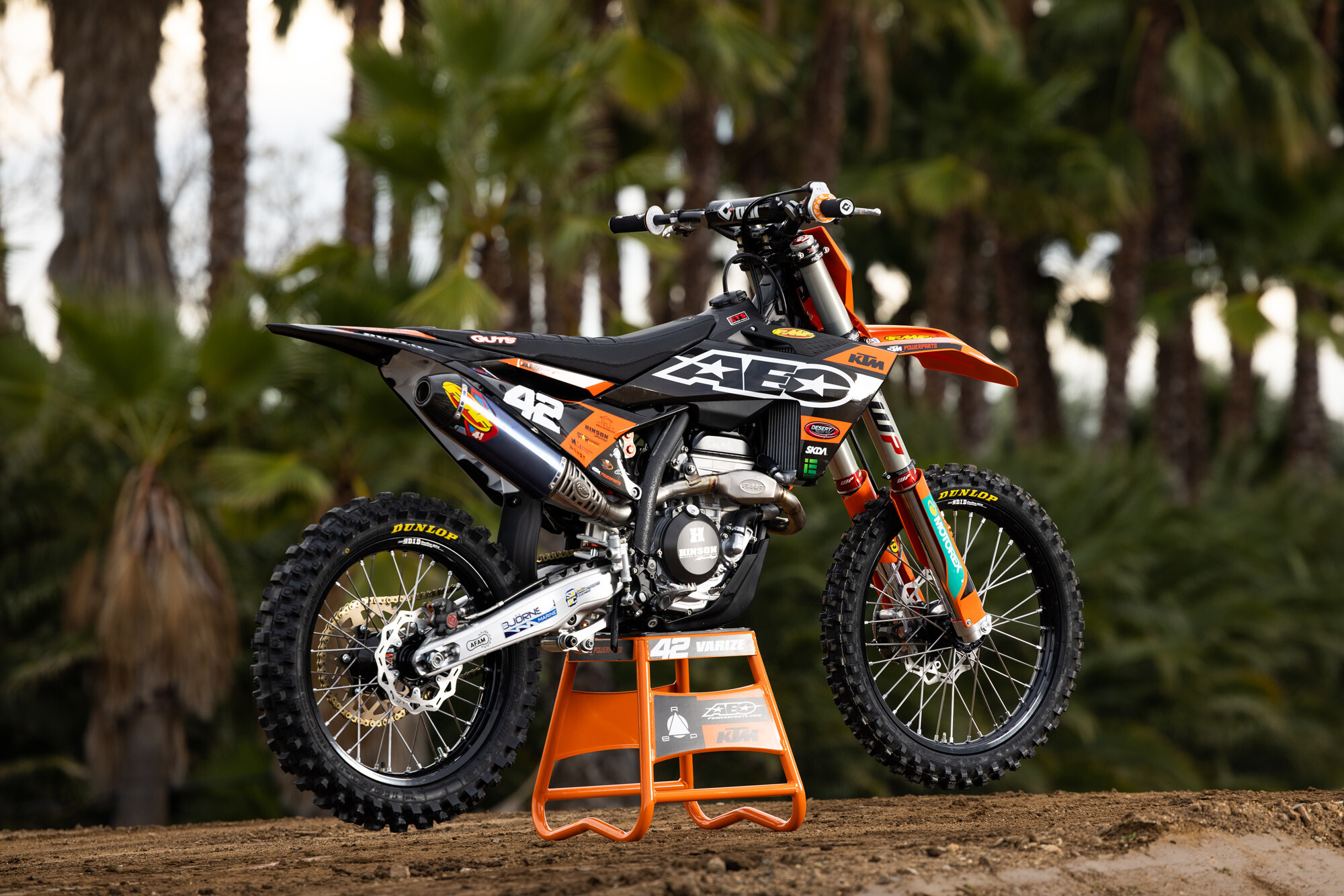 #42 Joshua Varize’s 2023 KTM 250 SX-F race bike.
