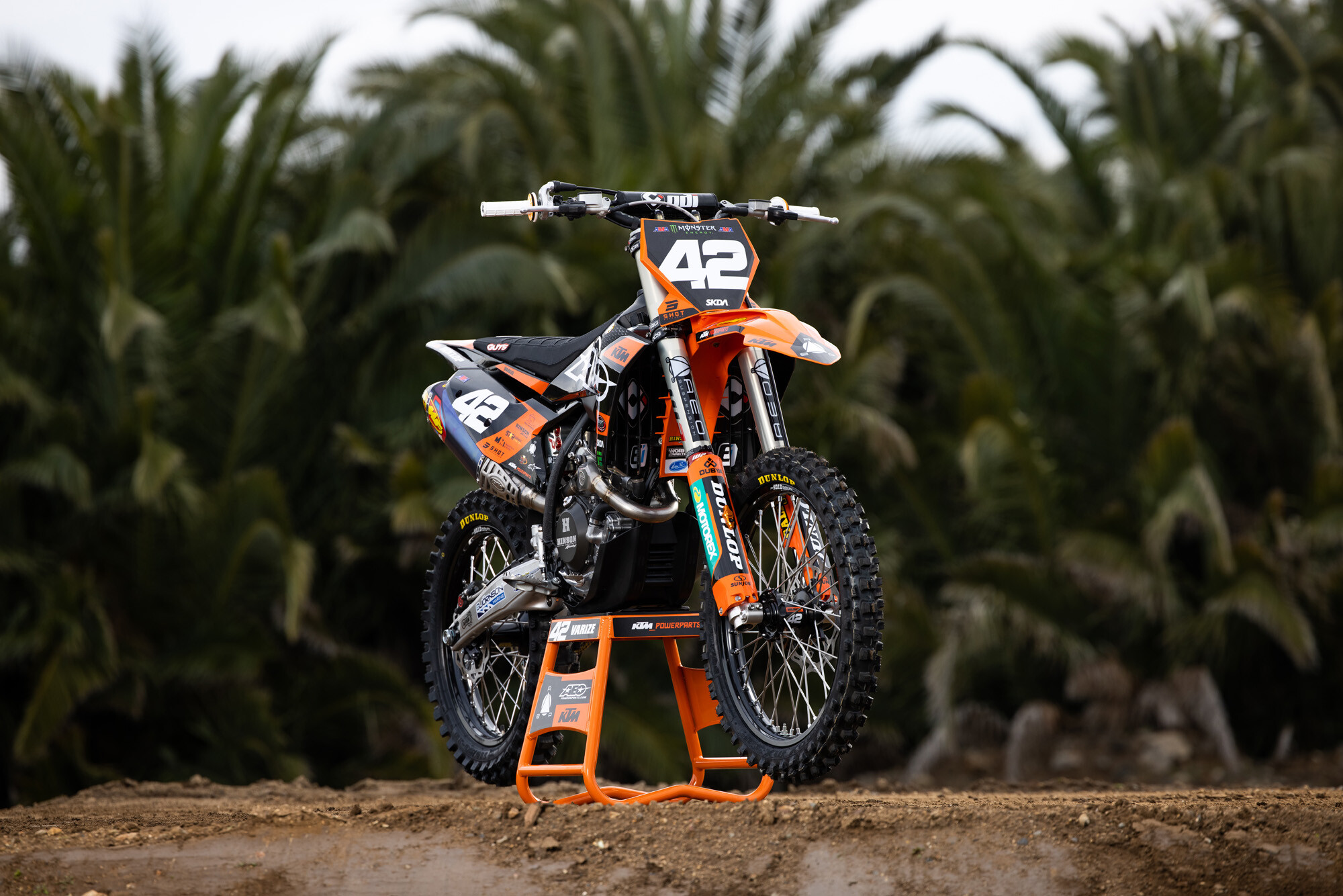 #42 Joshua Varize’s 2023 KTM 250 SX-F race bike.