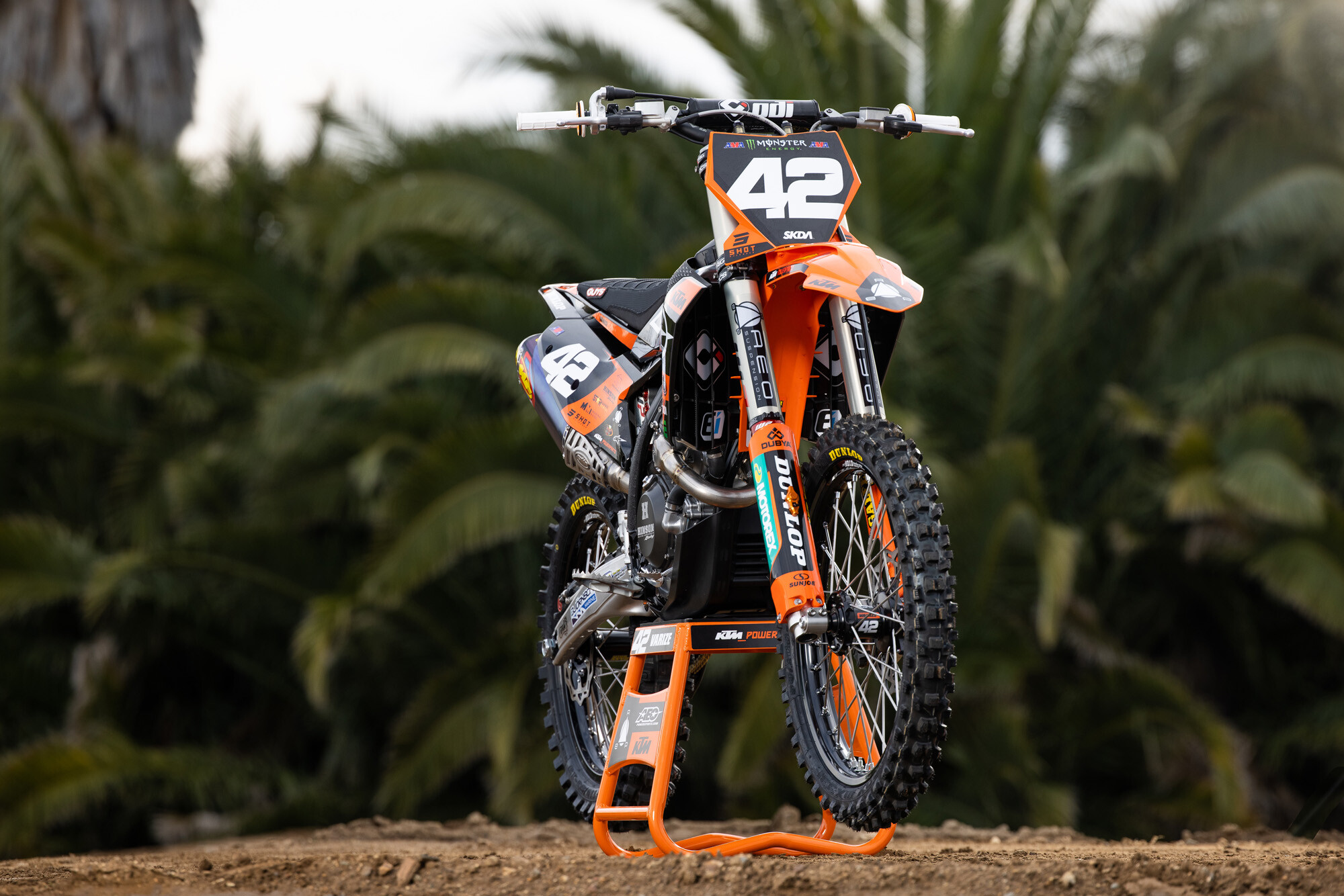#42 Joshua Varize’s 2023 KTM 250 SX-F race bike.