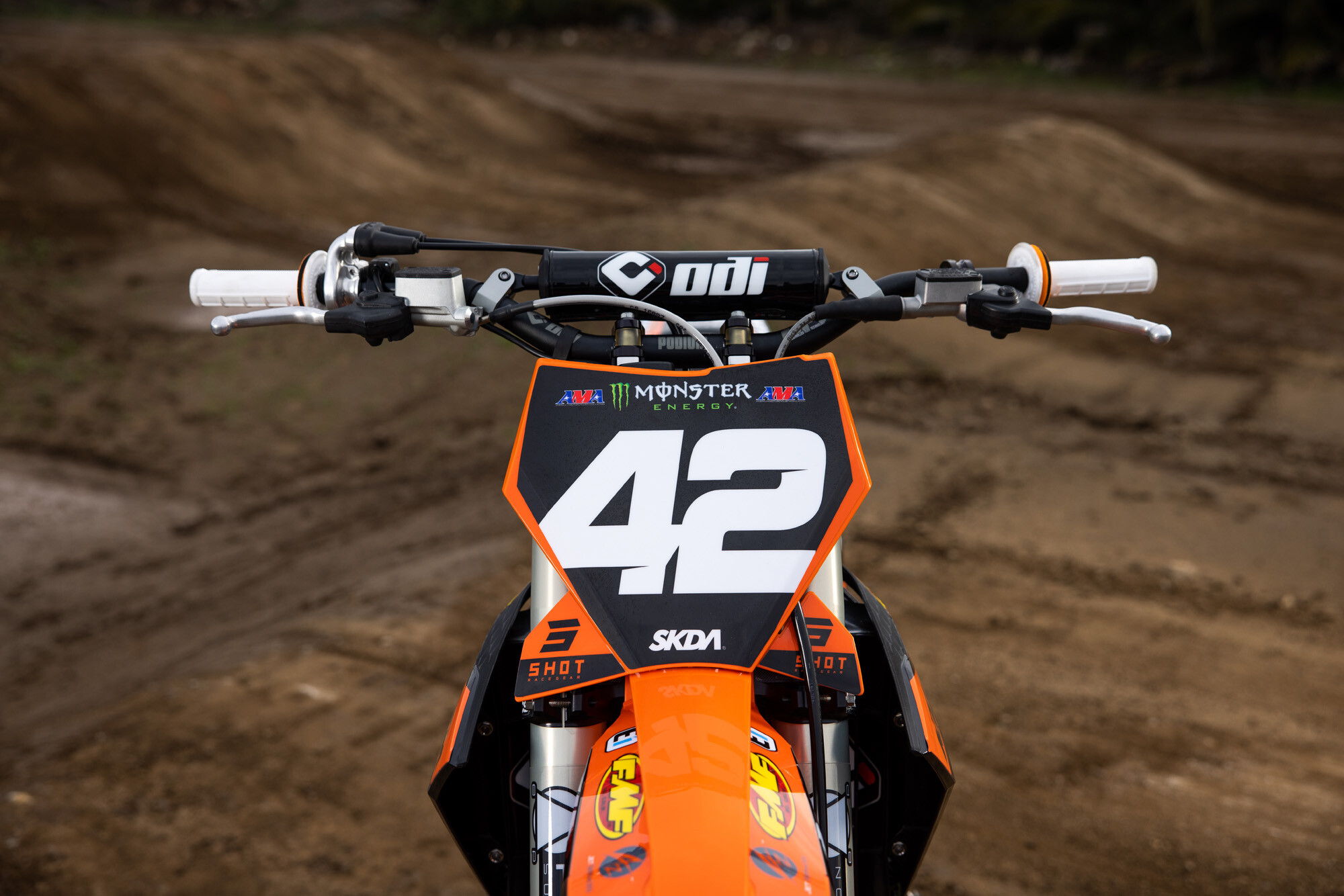 #42 Joshua Varize’s 2023 KTM 250 SX-F race bike.