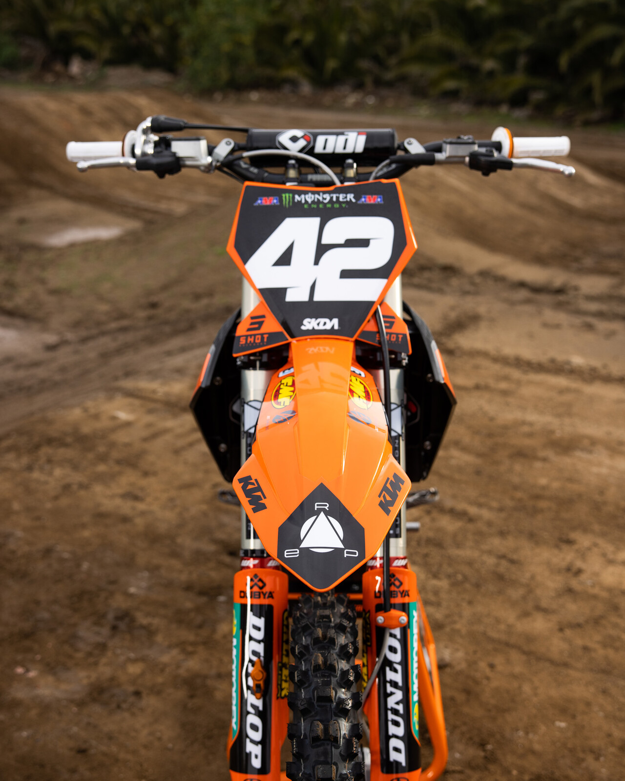#42 Joshua Varize’s 2023 KTM 250 SX-F race bike.